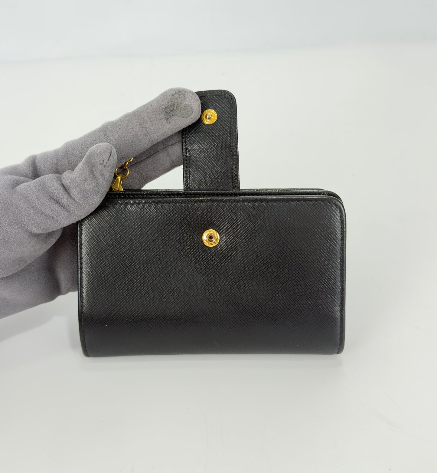 Prada Saffiano Wallet With Robot Charm