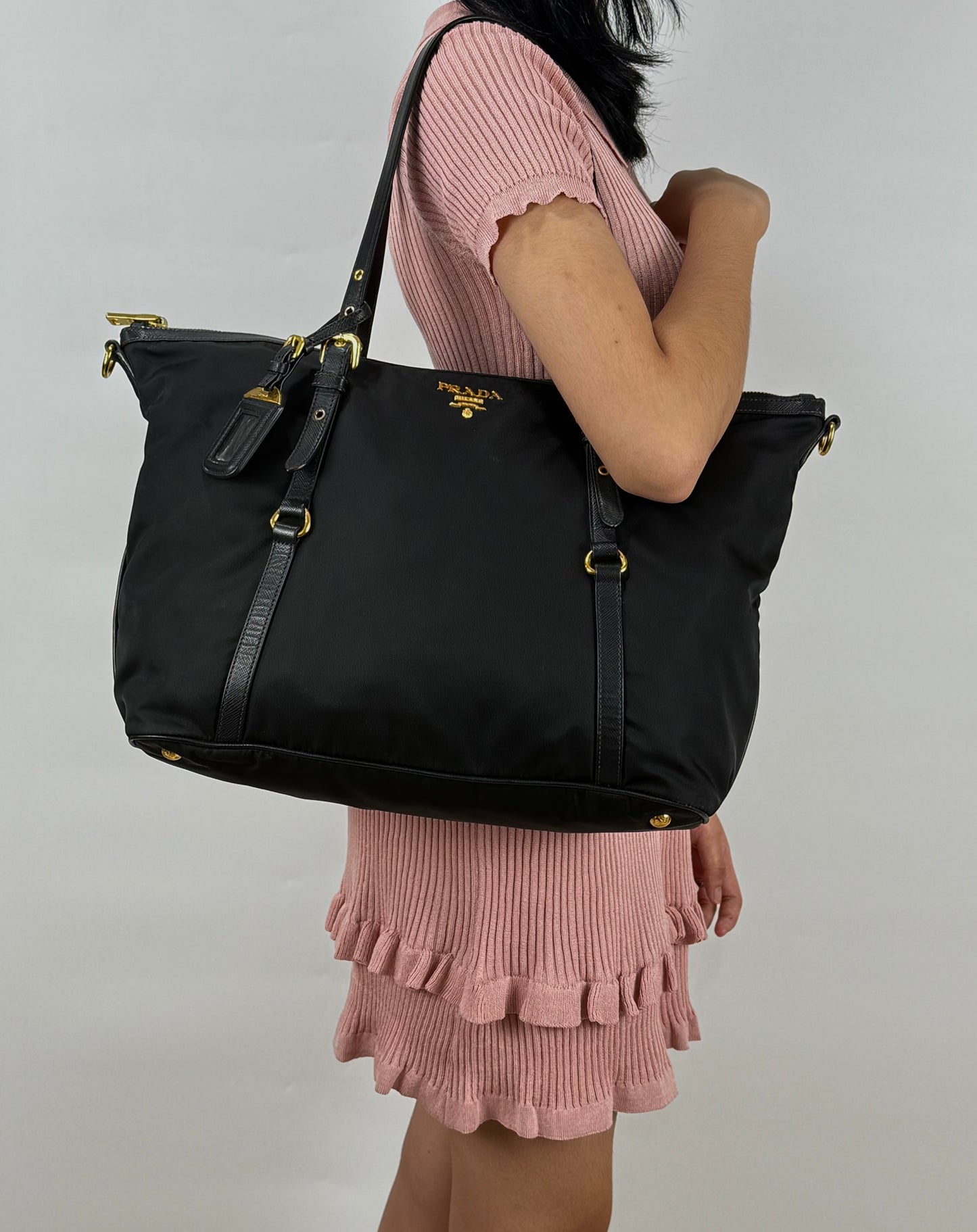 Prada Black Tessuto Nylon Leather