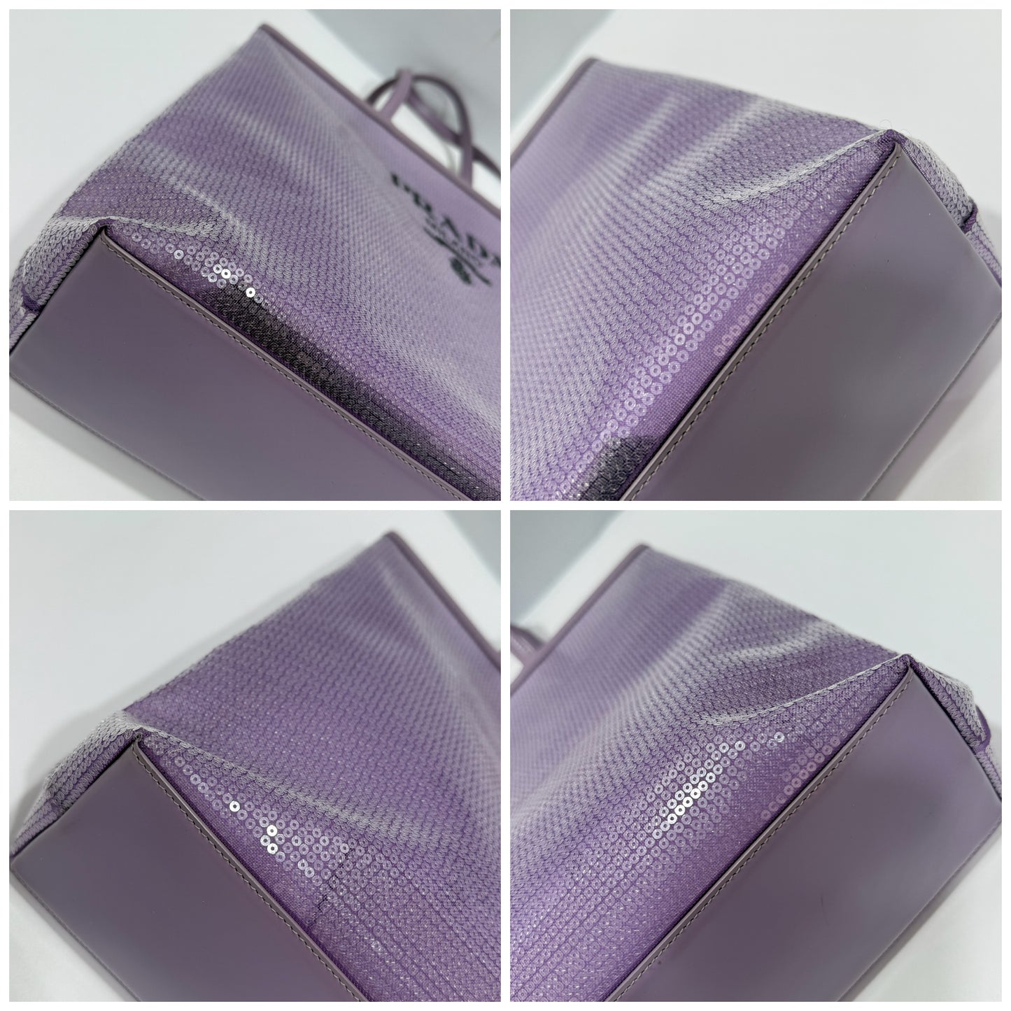 Prada Mesh Paillettes Spazzolato Logo Shopping Tote Lilium