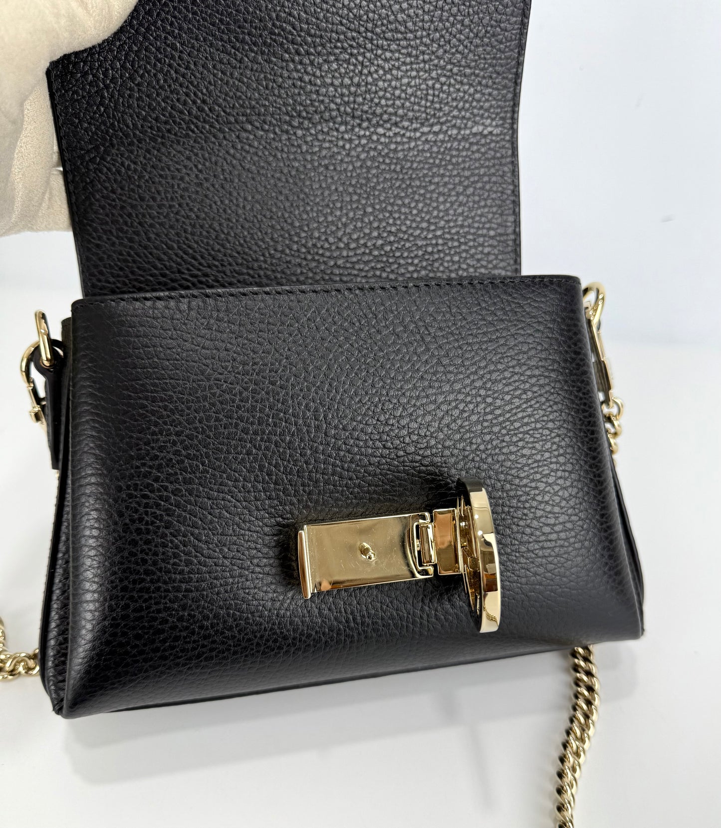Gucci Interlocking G Black Leather Chain Shoulder Bag
