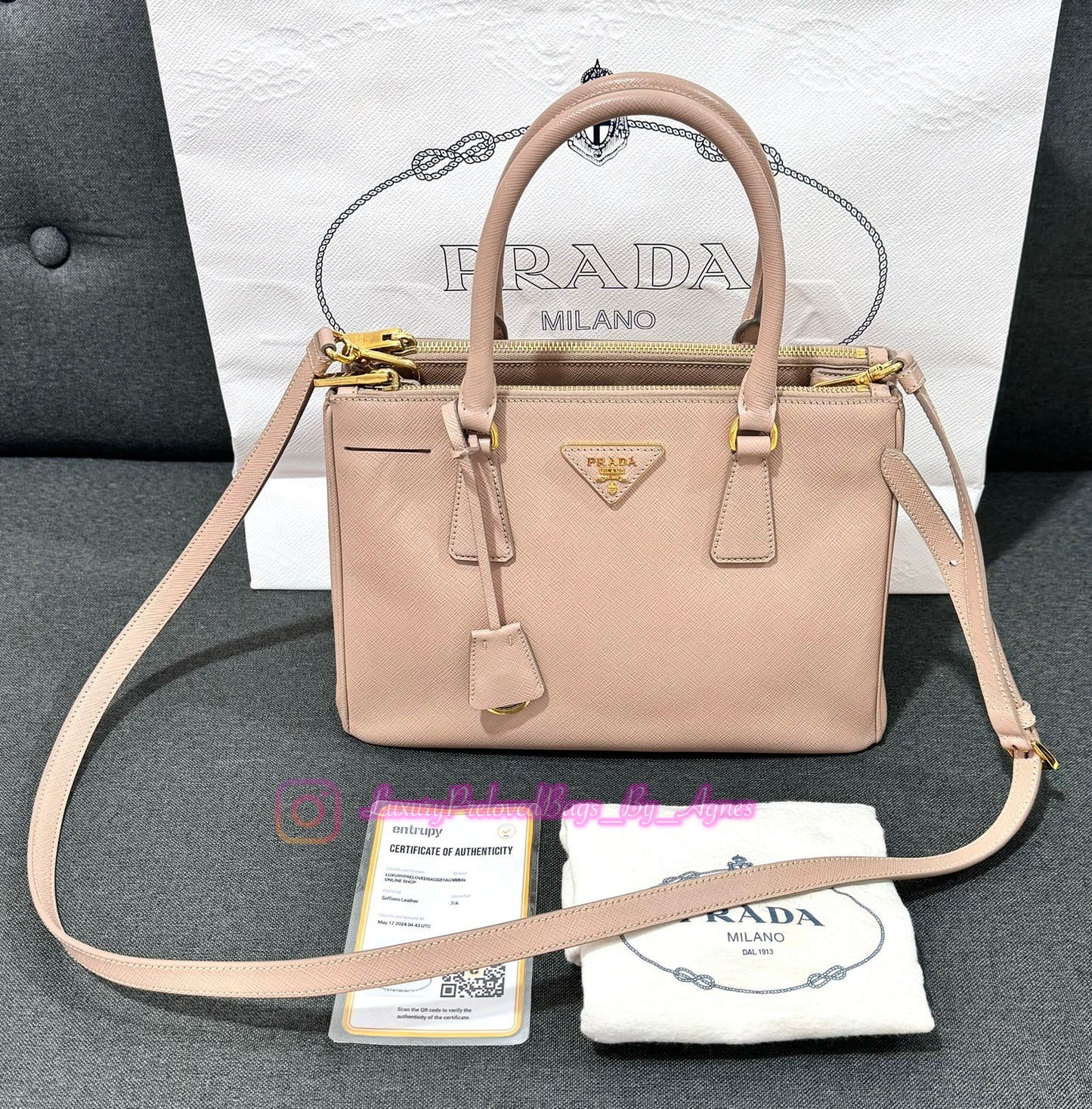 Prada Saffiano Lux double zip
