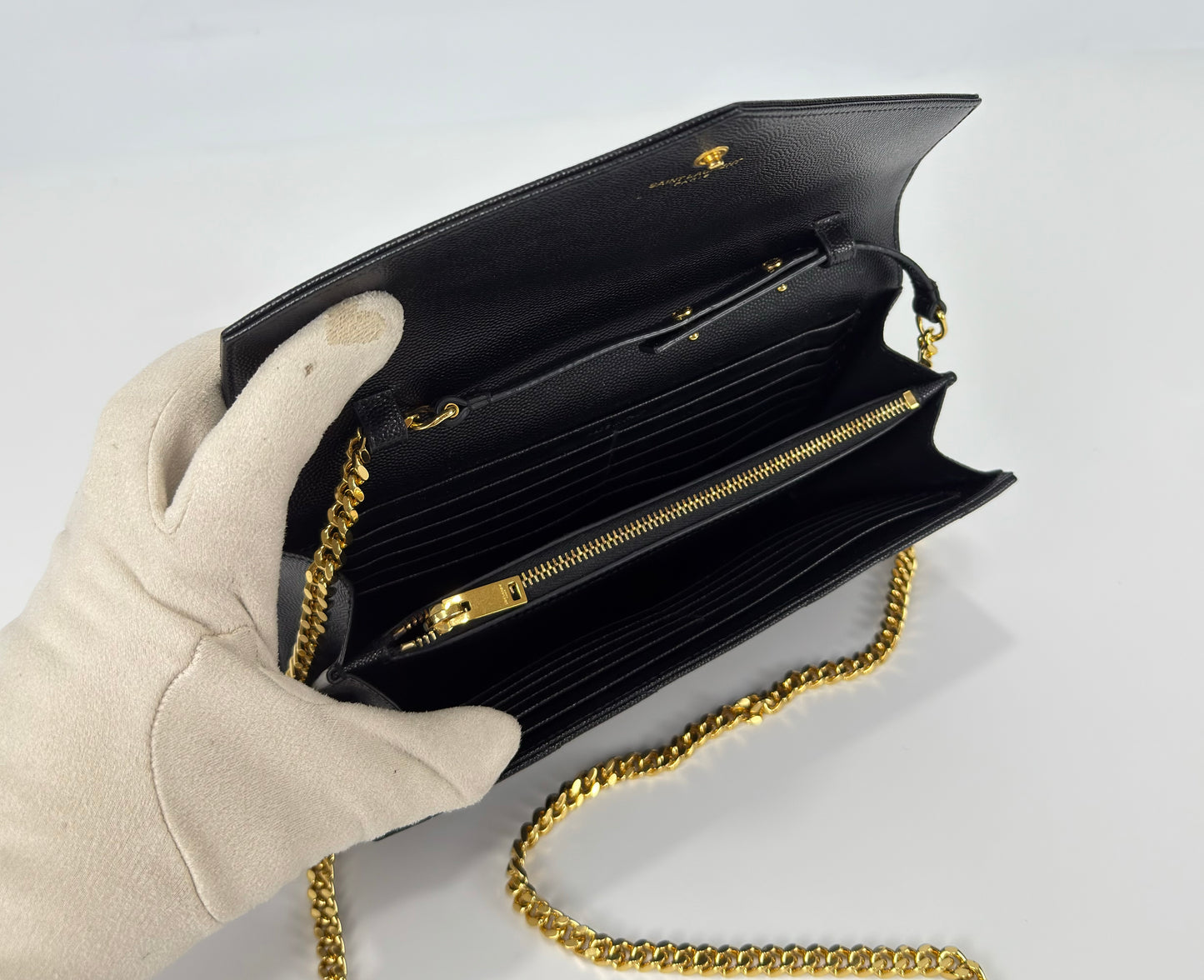 Saint Laurent Cassandre Envelope Chain Wallet
