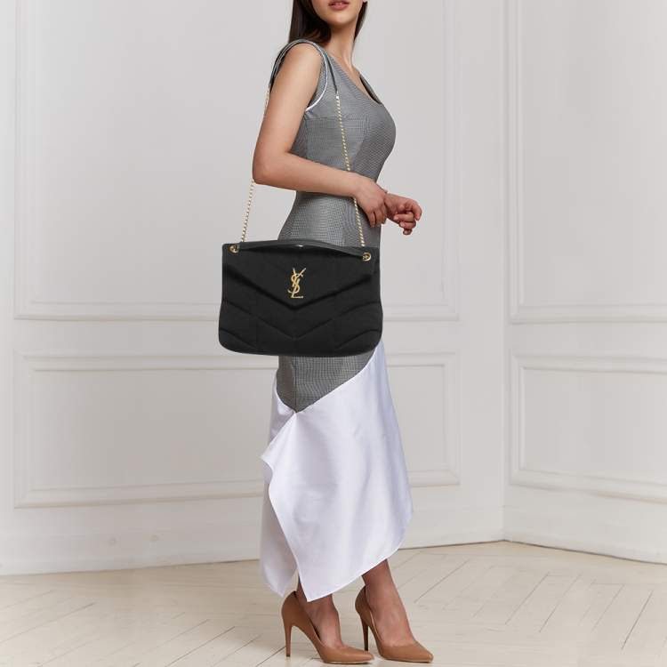 Saint Laurent Loulou Puffer Wool and Leather Shoulder Bag