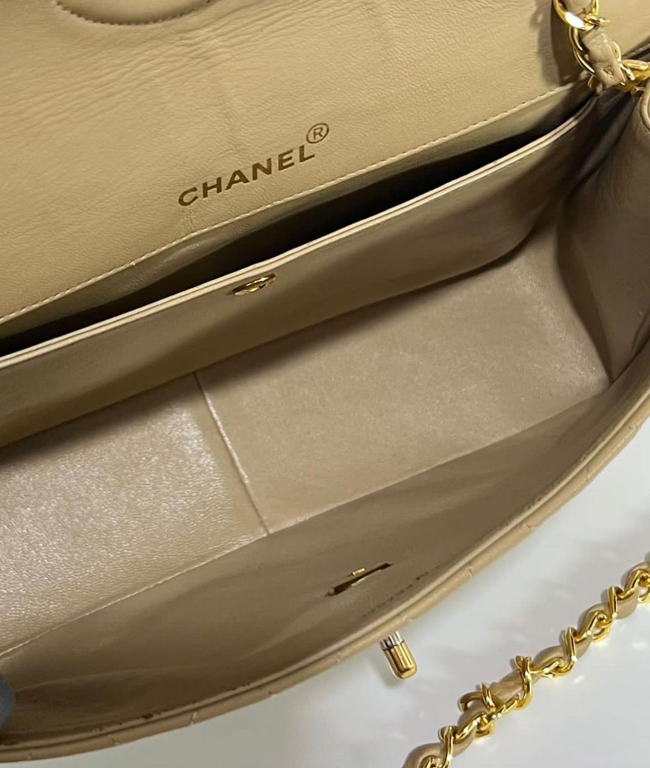 Chanel Beige quilted lambskin Vintage Medium