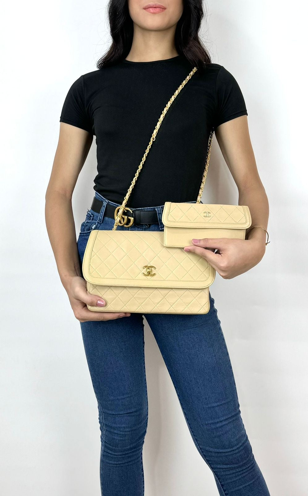 Chanel Beige quilted lambskin Vintage Medium