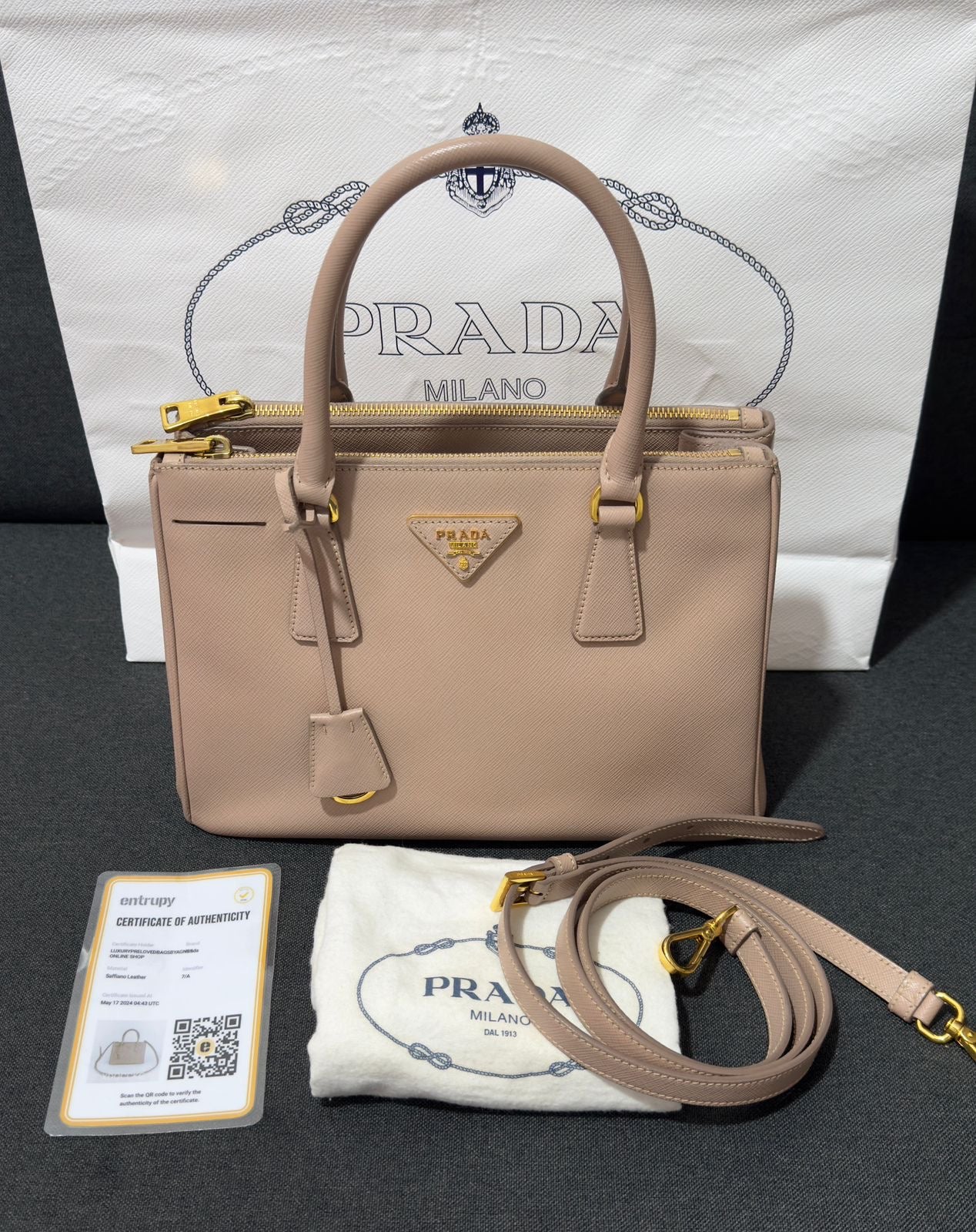 Prada Saffiano Lux double zip