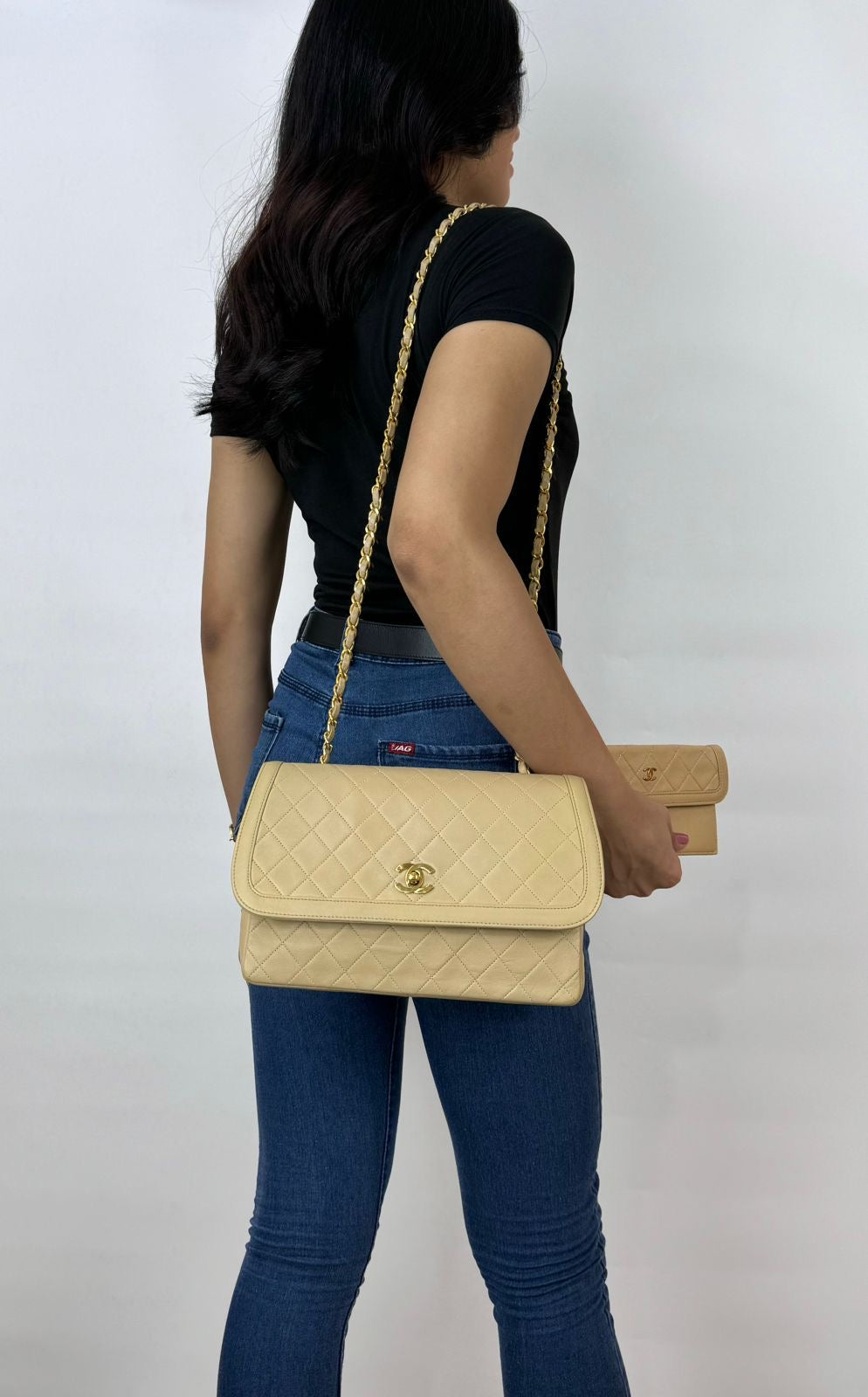 Chanel Beige quilted lambskin Vintage Medium