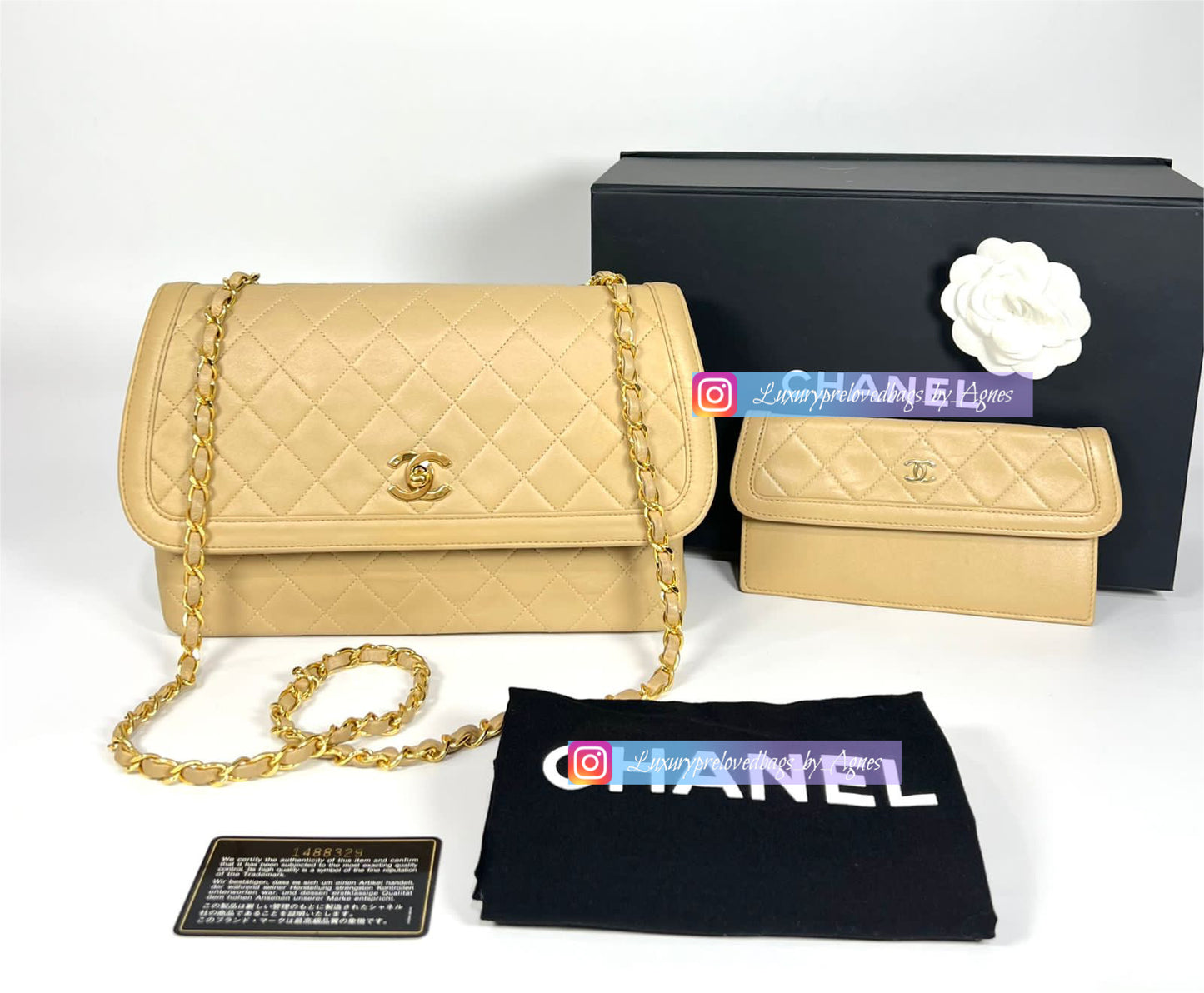 Chanel Beige quilted lambskin Vintage Medium