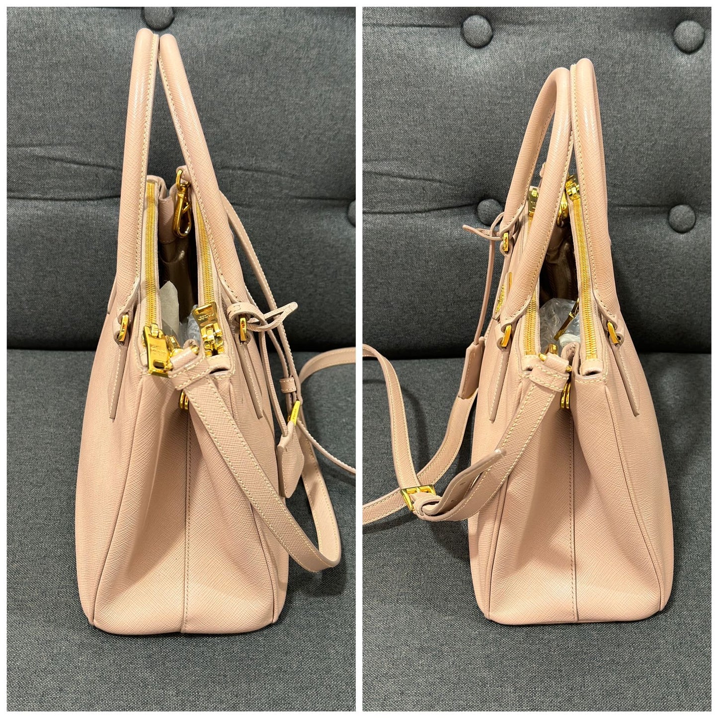 Prada Saffiano Lux double zip