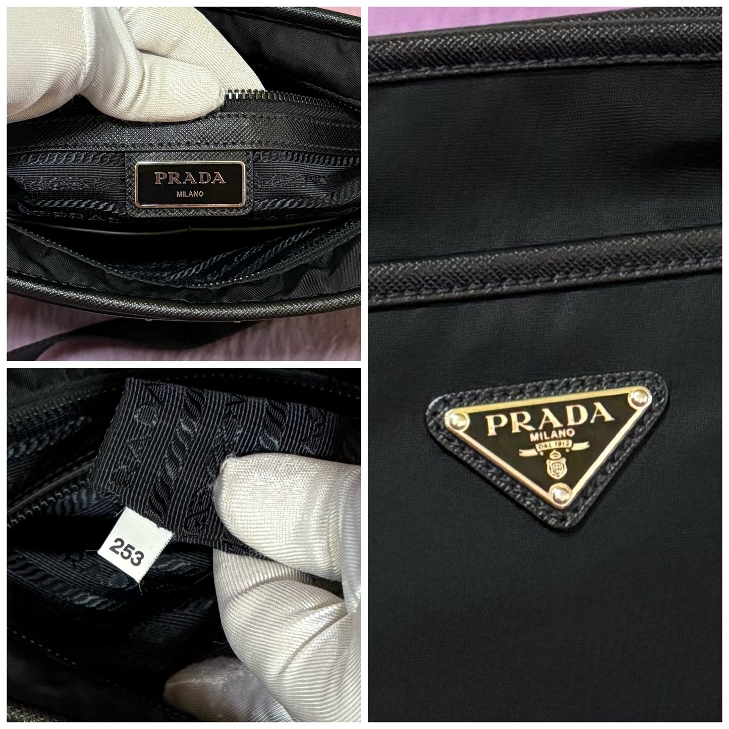 Prada Saffiano Black Tessuto Nylon Shoulder Bag