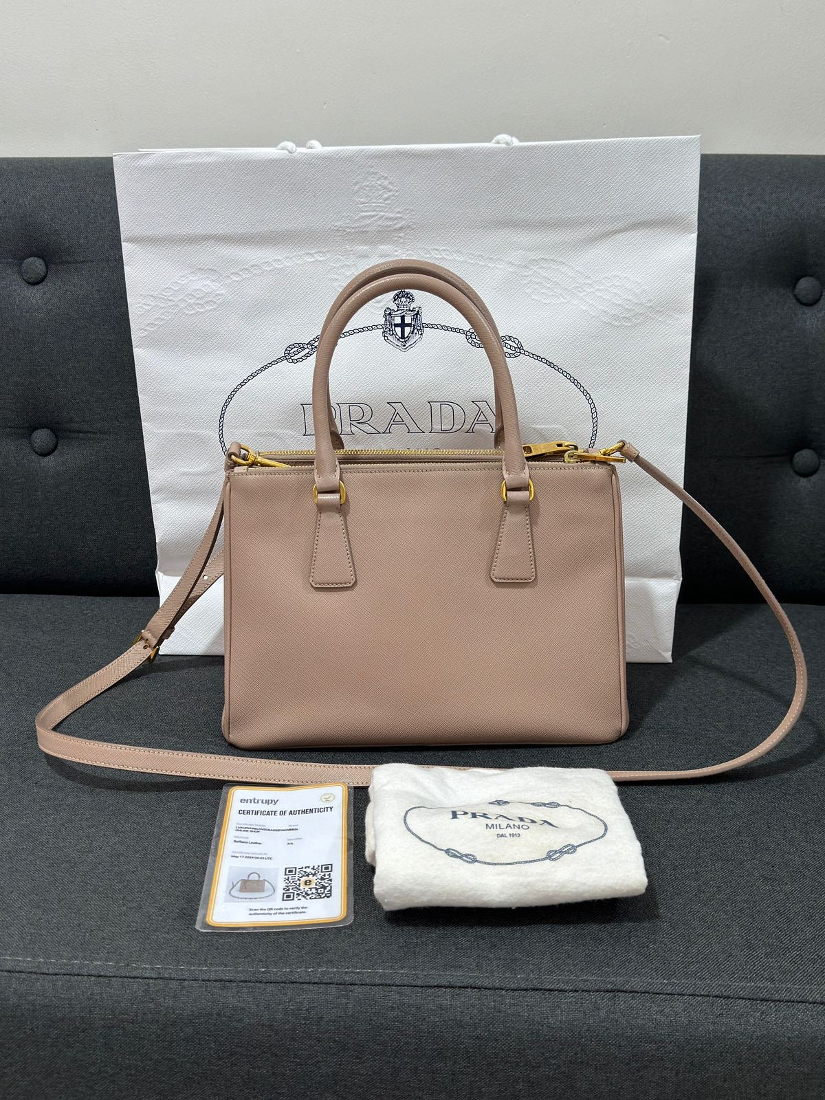 Prada Saffiano Lux double zip