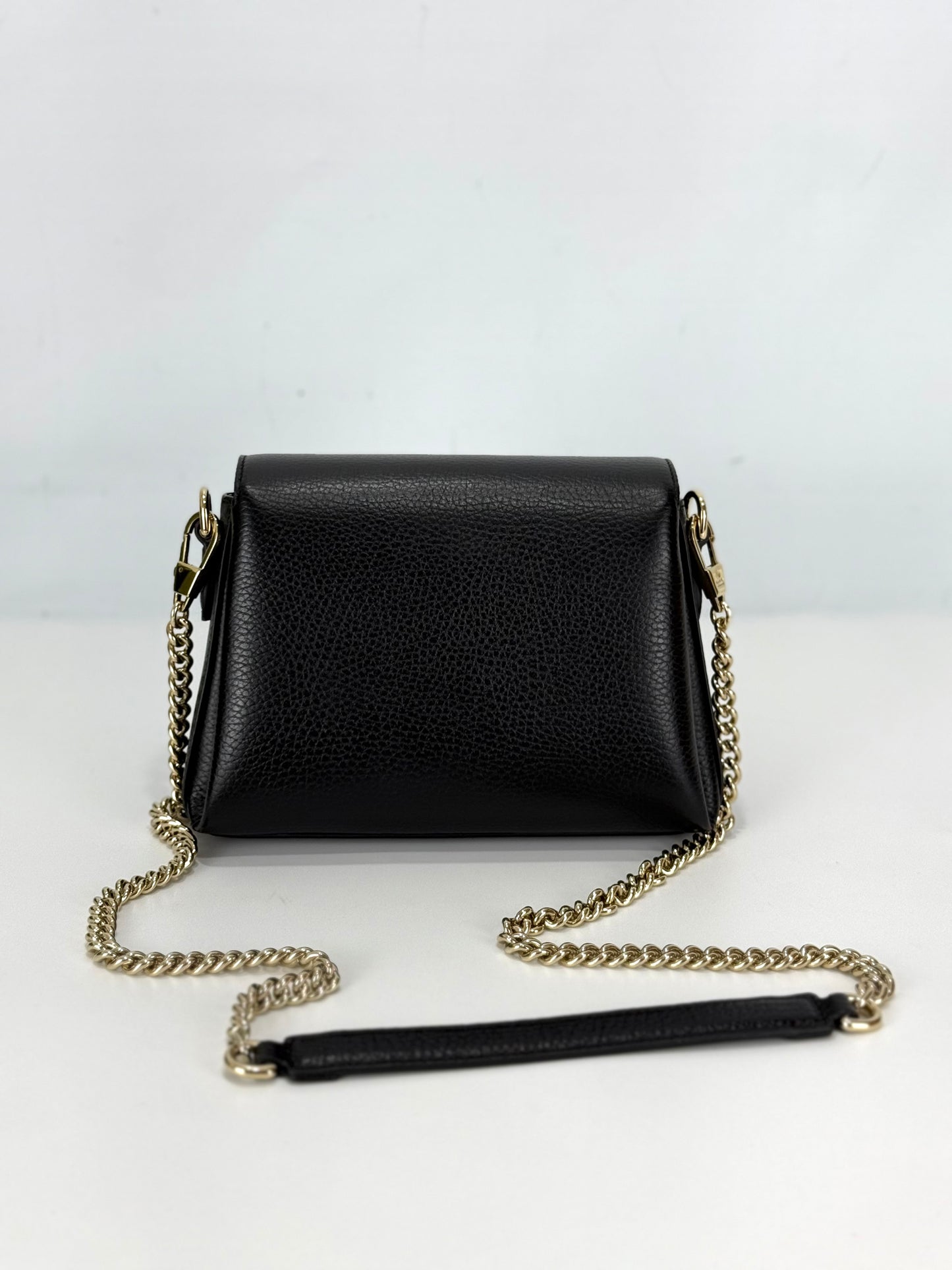 Gucci Interlocking G Black Leather Chain Shoulder Bag