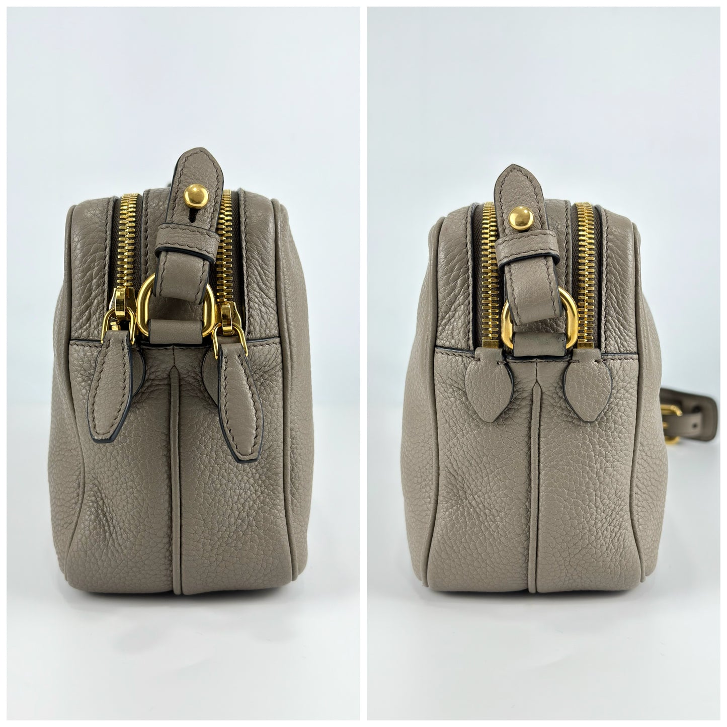 Prada Vitello Phenix Camera Bag Argilla Double Zip