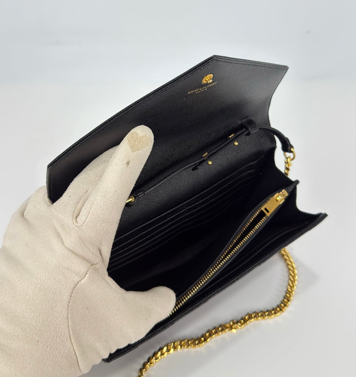 Saint Laurent Cassandre Envelope Chain Wallet