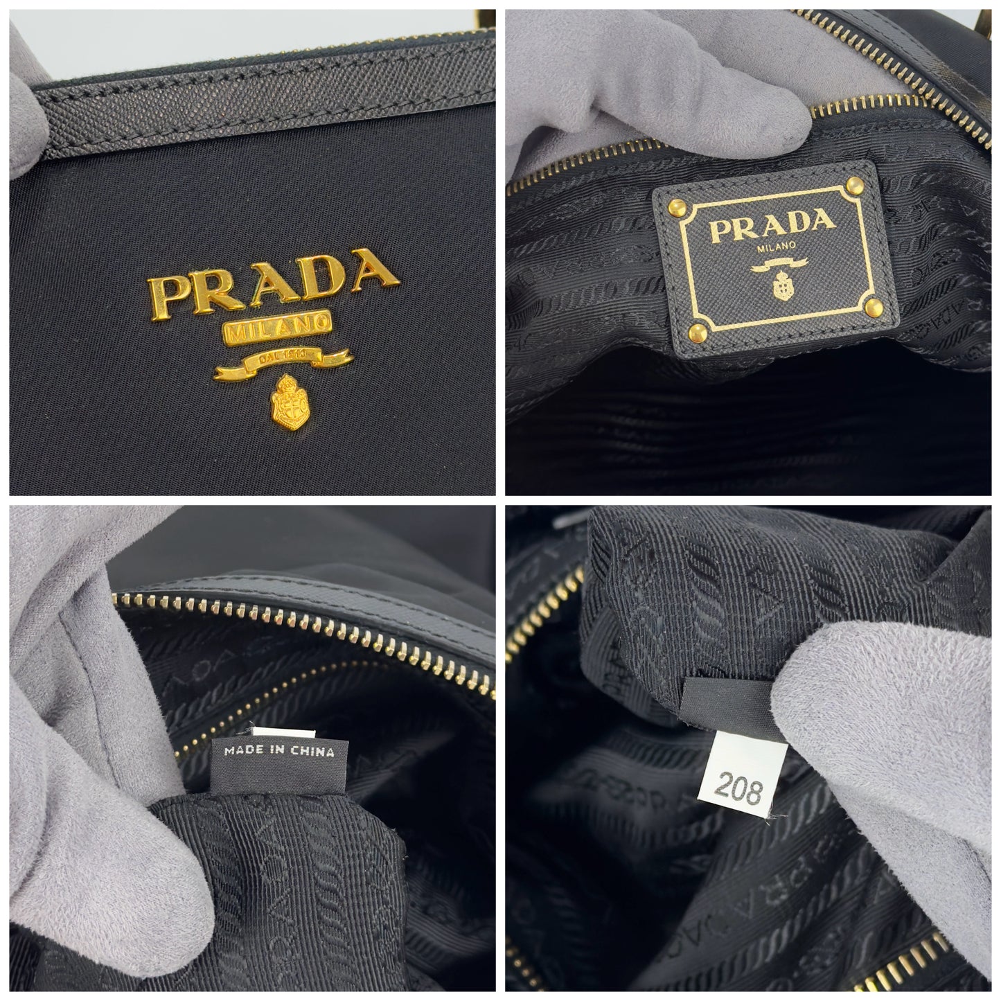 Prada Black Tessuto Nylon And Saffiano Leather Tote Bag