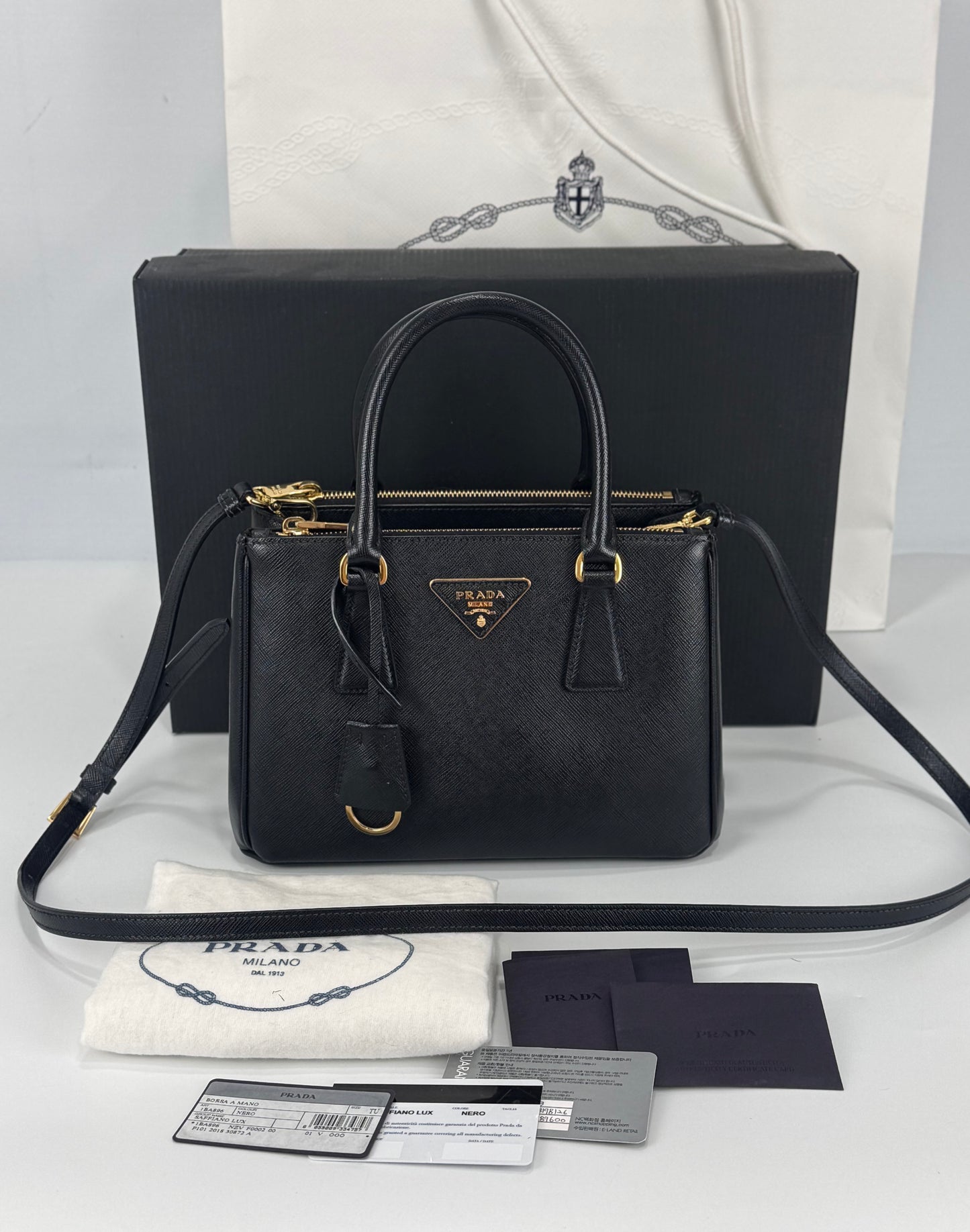 Prada Black Mini Galleria Saffiano Leather Bag