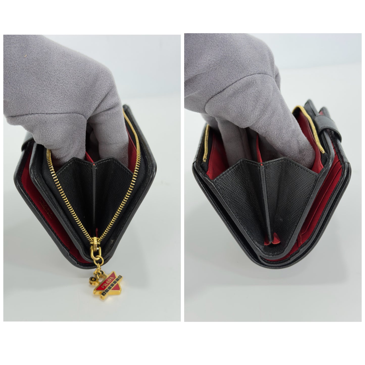 Prada Saffiano Wallet With Robot Charm