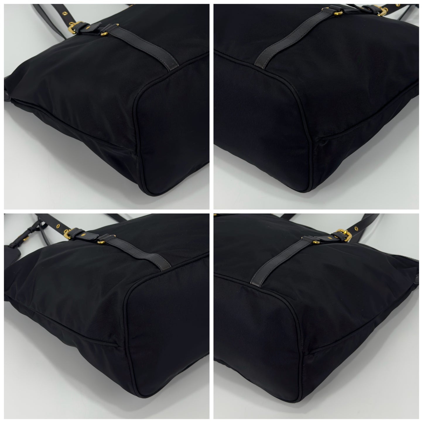 Prada Black Tessuto Nylon And Saffiano Leather Tote Bag