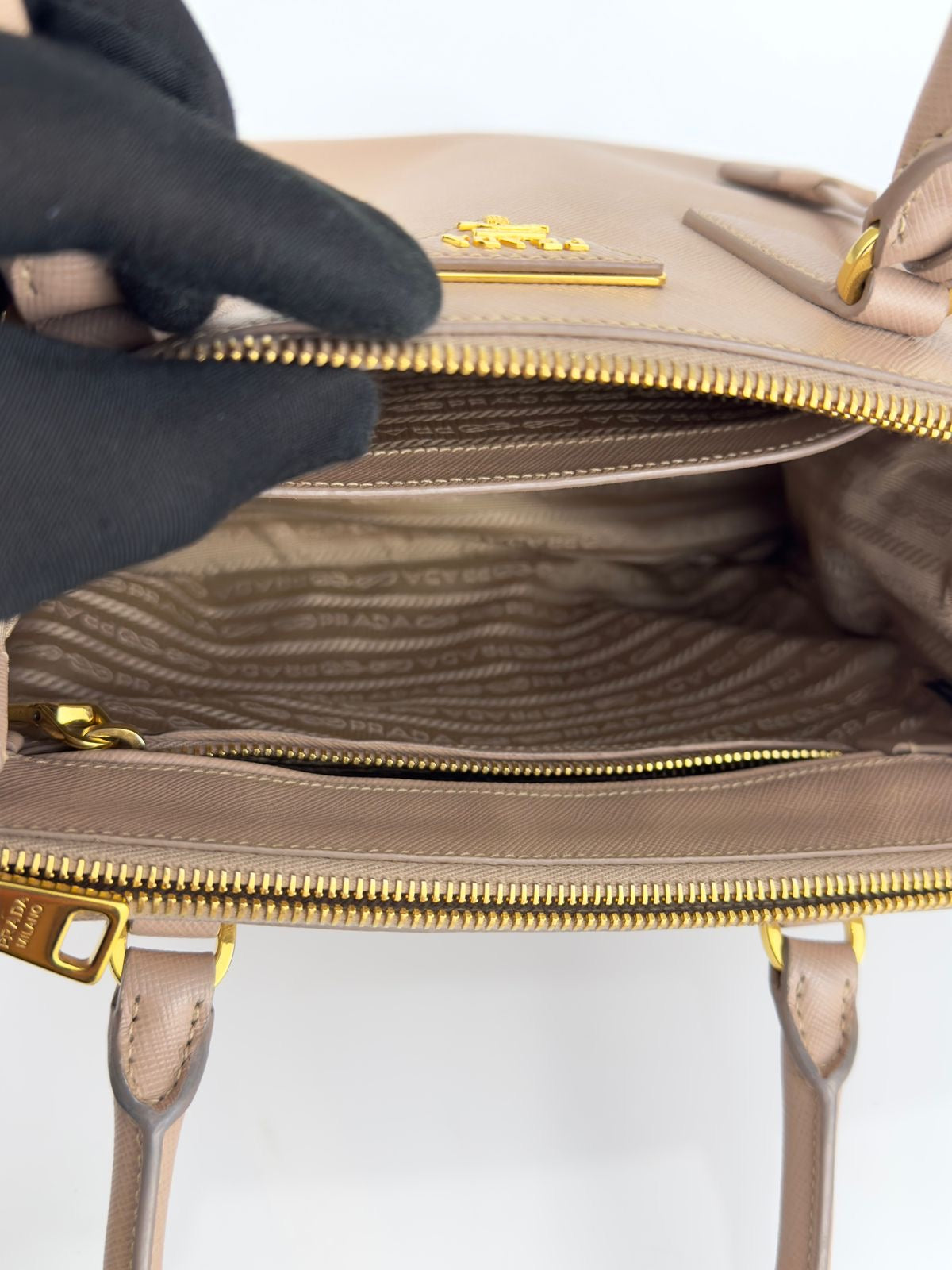 Prada Saffiano Lux double zip