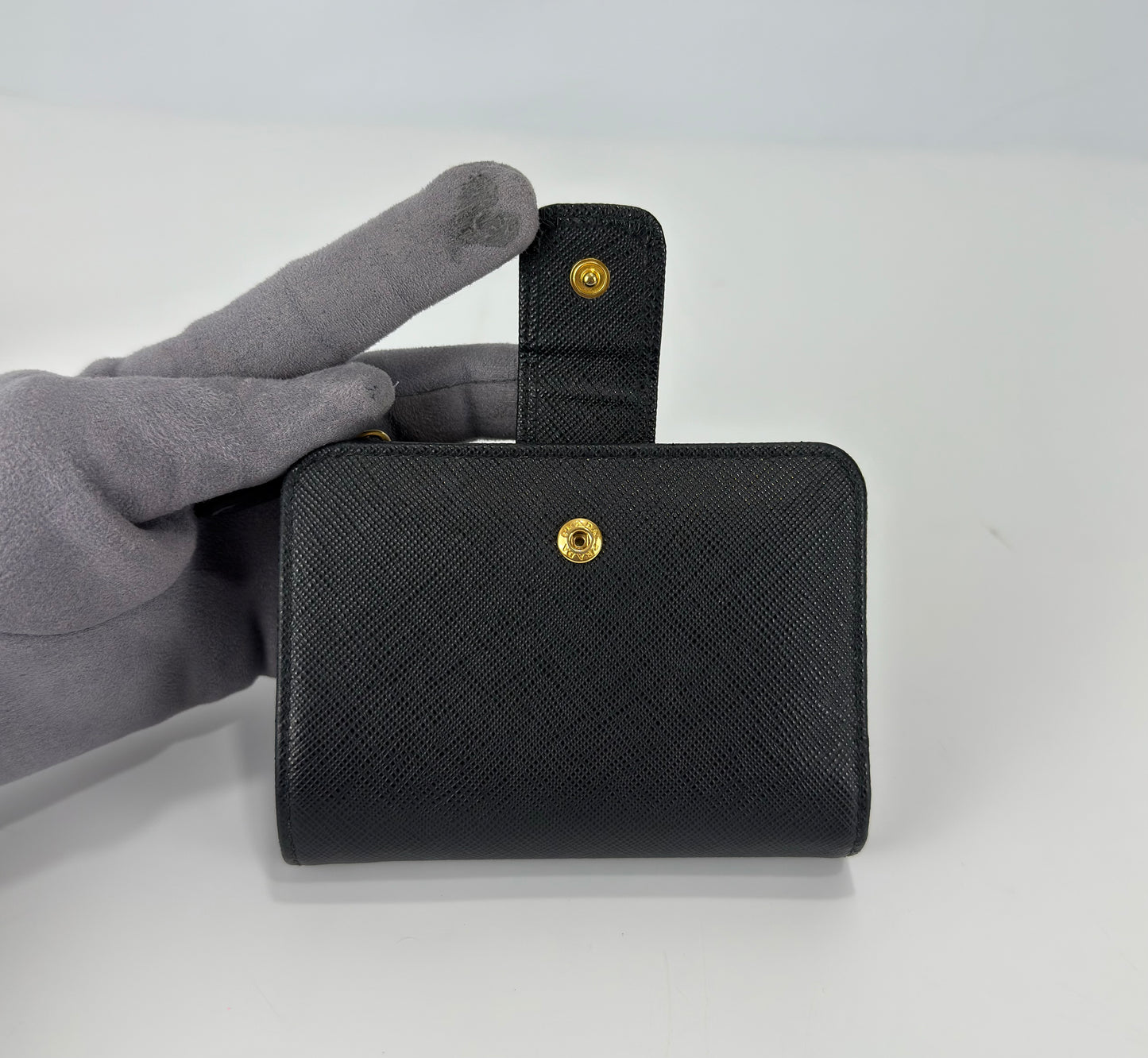 Prada Black Small Saffiano Leather Wallet