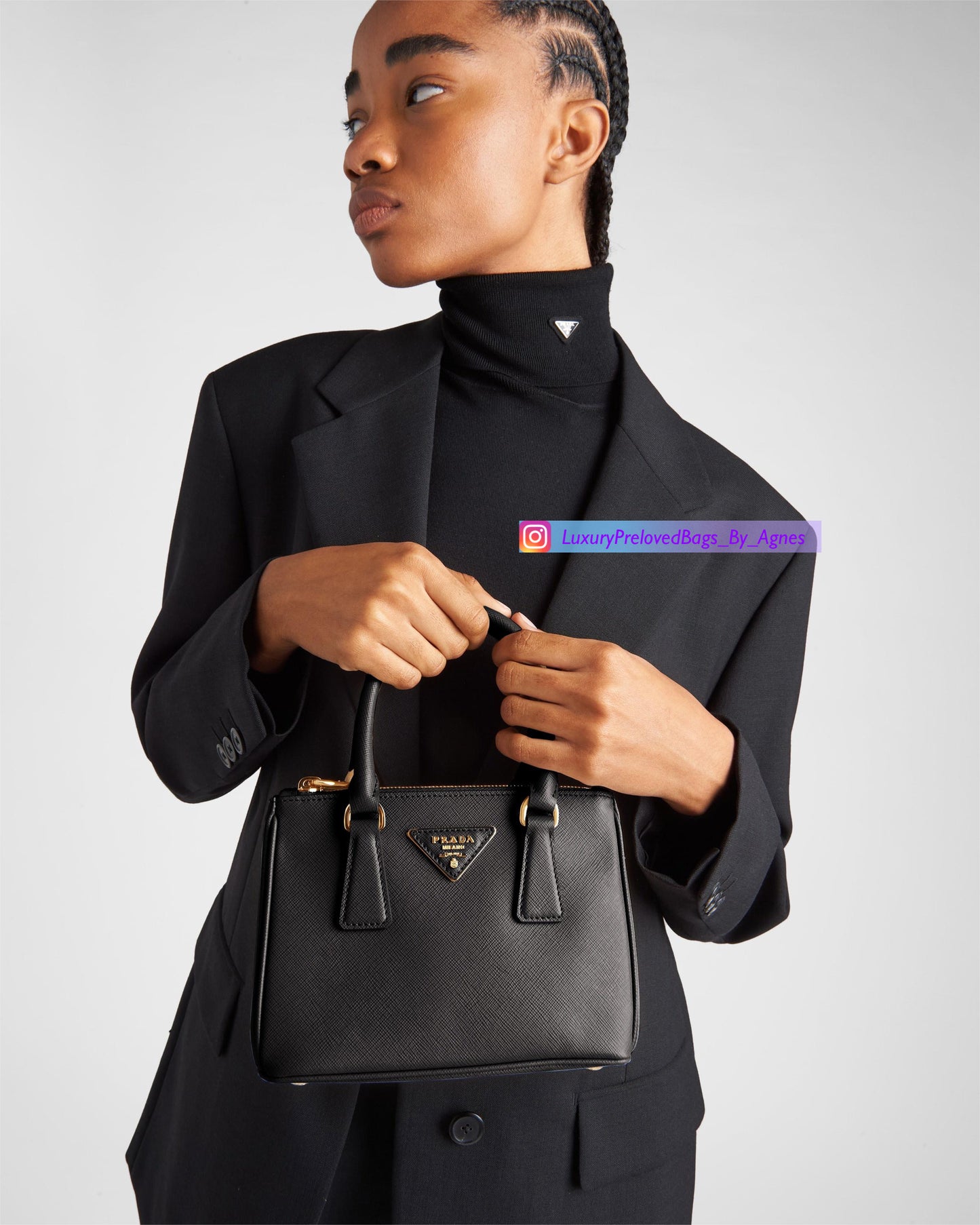 Prada Black Mini Galleria Saffiano Leather Bag
