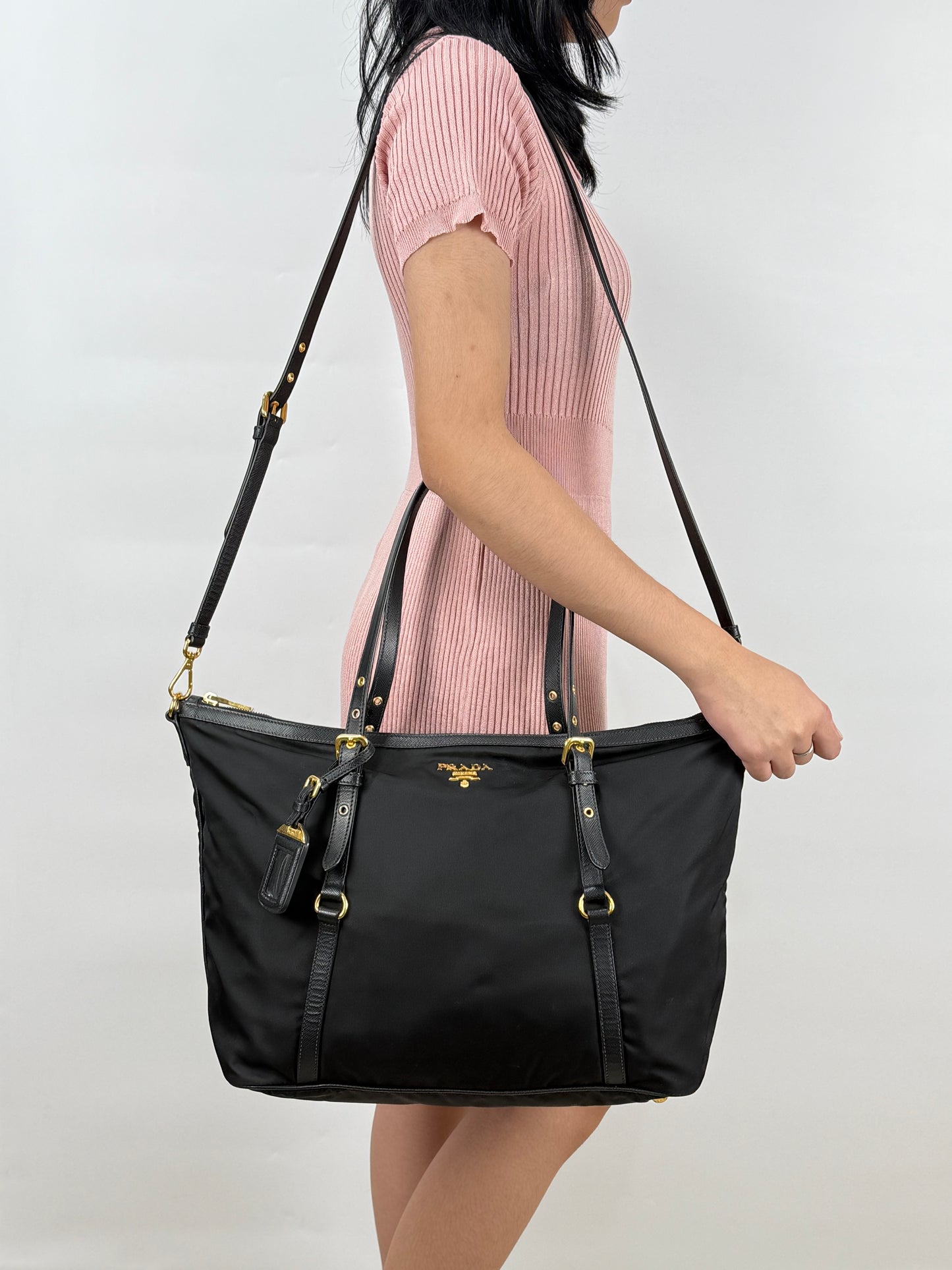 Prada Black Tessuto Nylon Leather