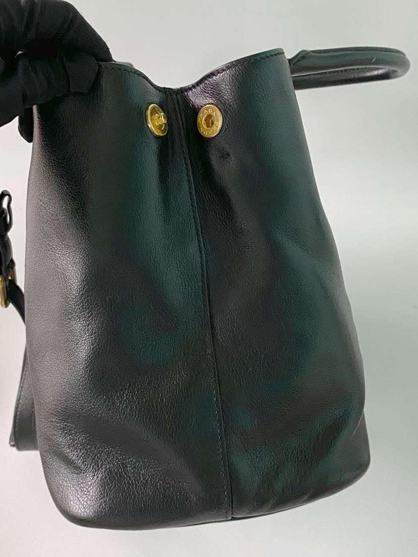 Prada Glace Calfskin Embossed Logo Tote Black