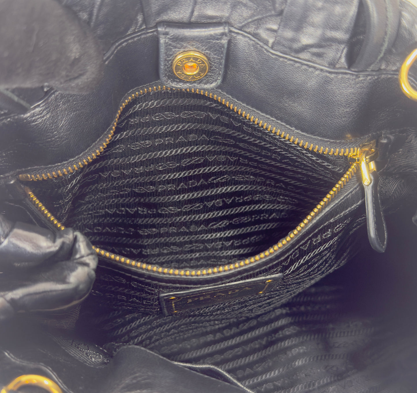 Prada Black Bow Lambskin Leather Satchel