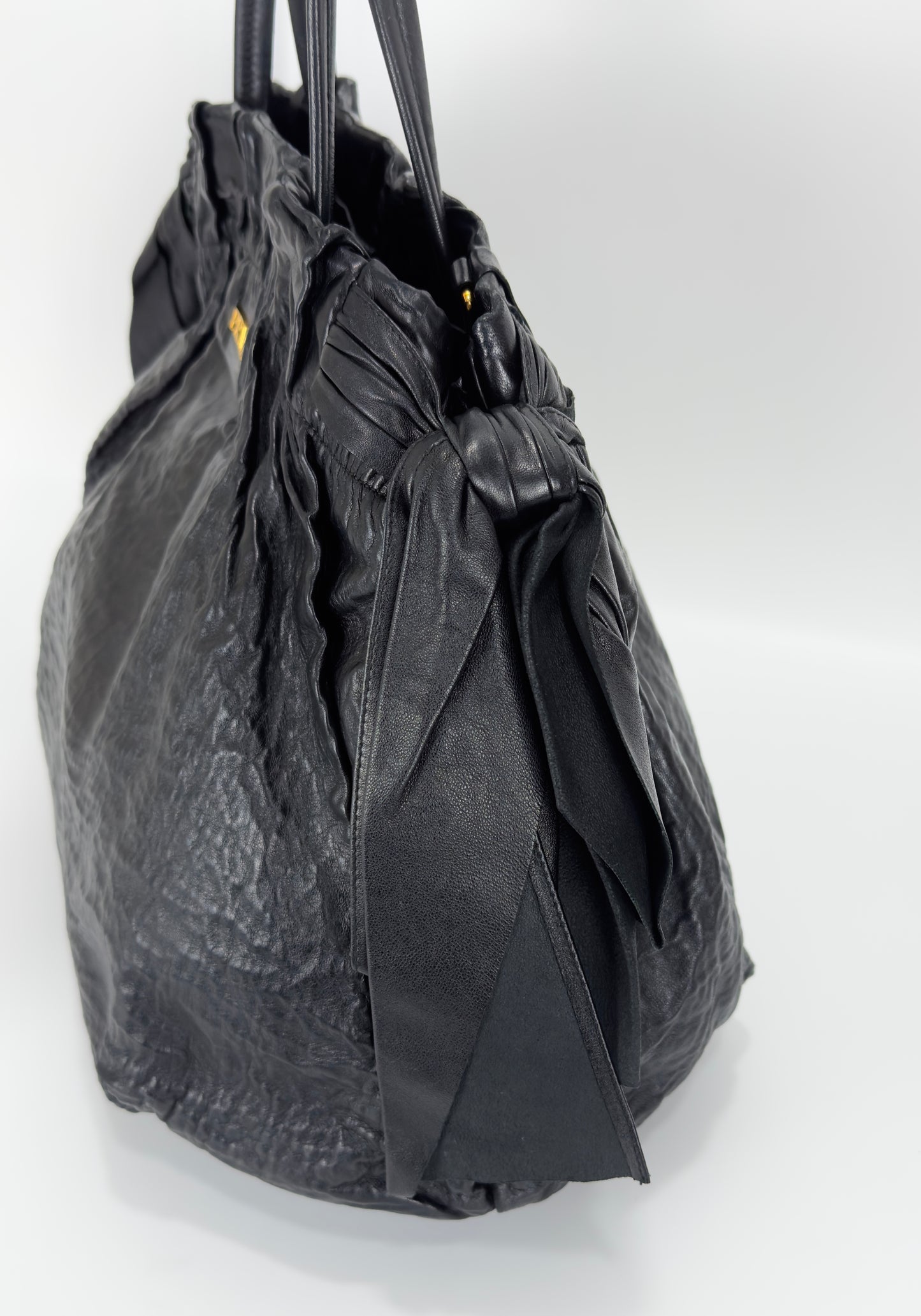 Prada Black Bow Lambskin Leather Satchel