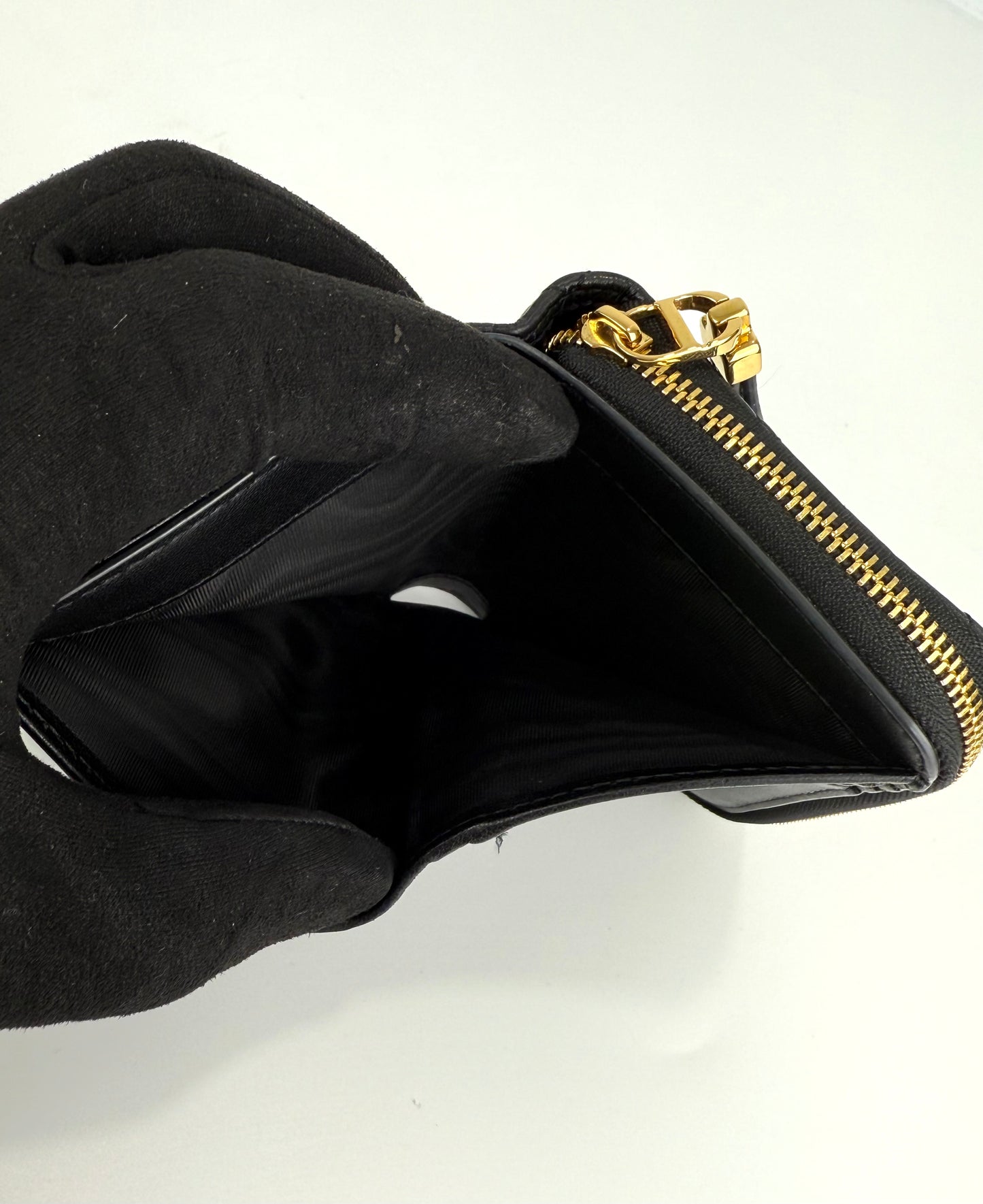 Dior Caro Scarlet Wallet In Black Supple Cannage Calfskin