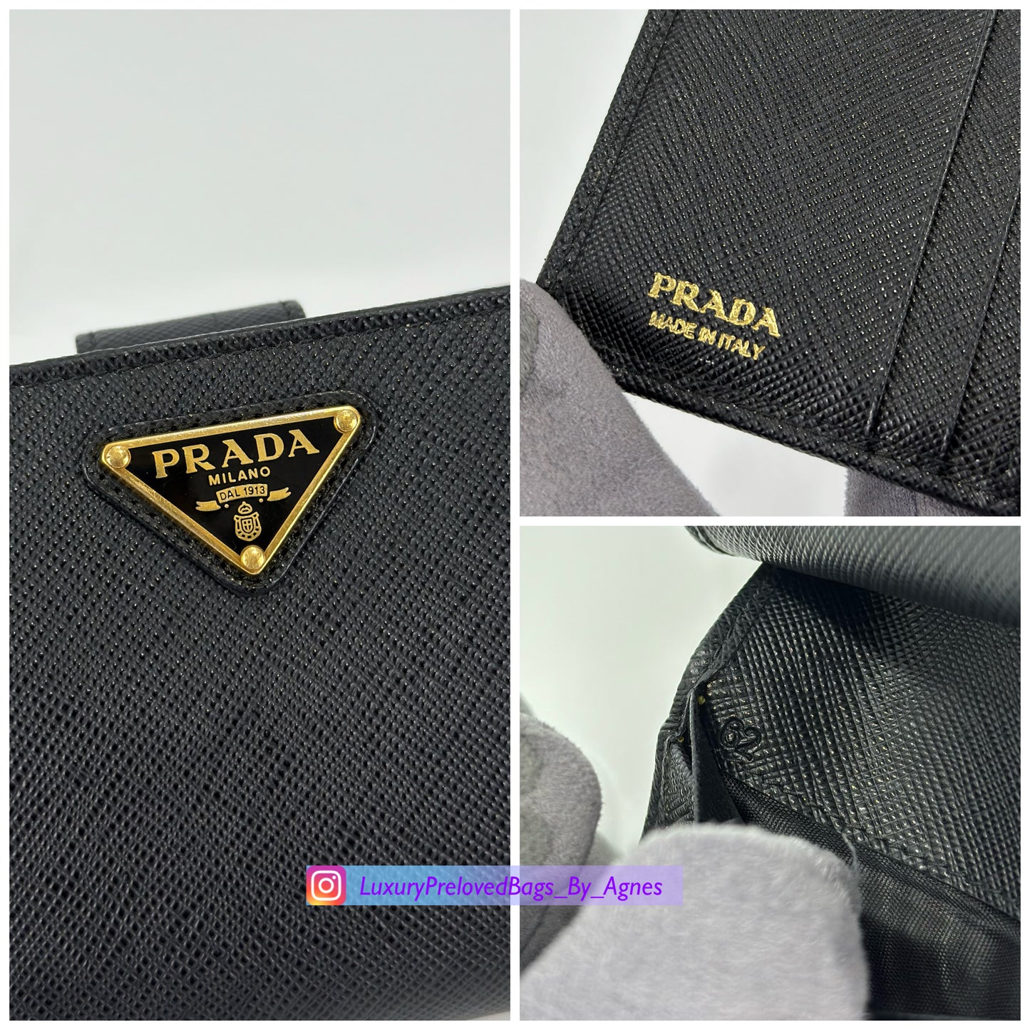 Prada Black Small Saffiano Leather Wallet