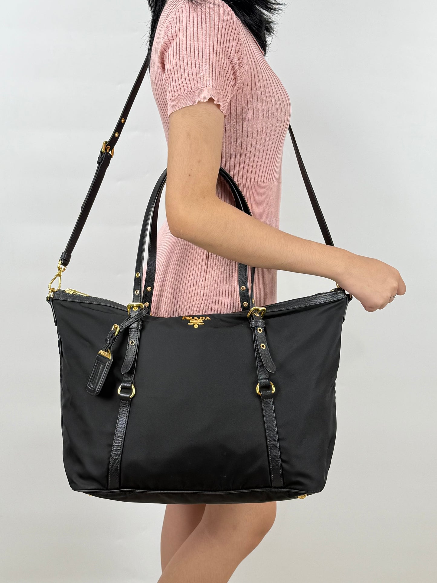 Prada Black Tessuto Nylon Leather