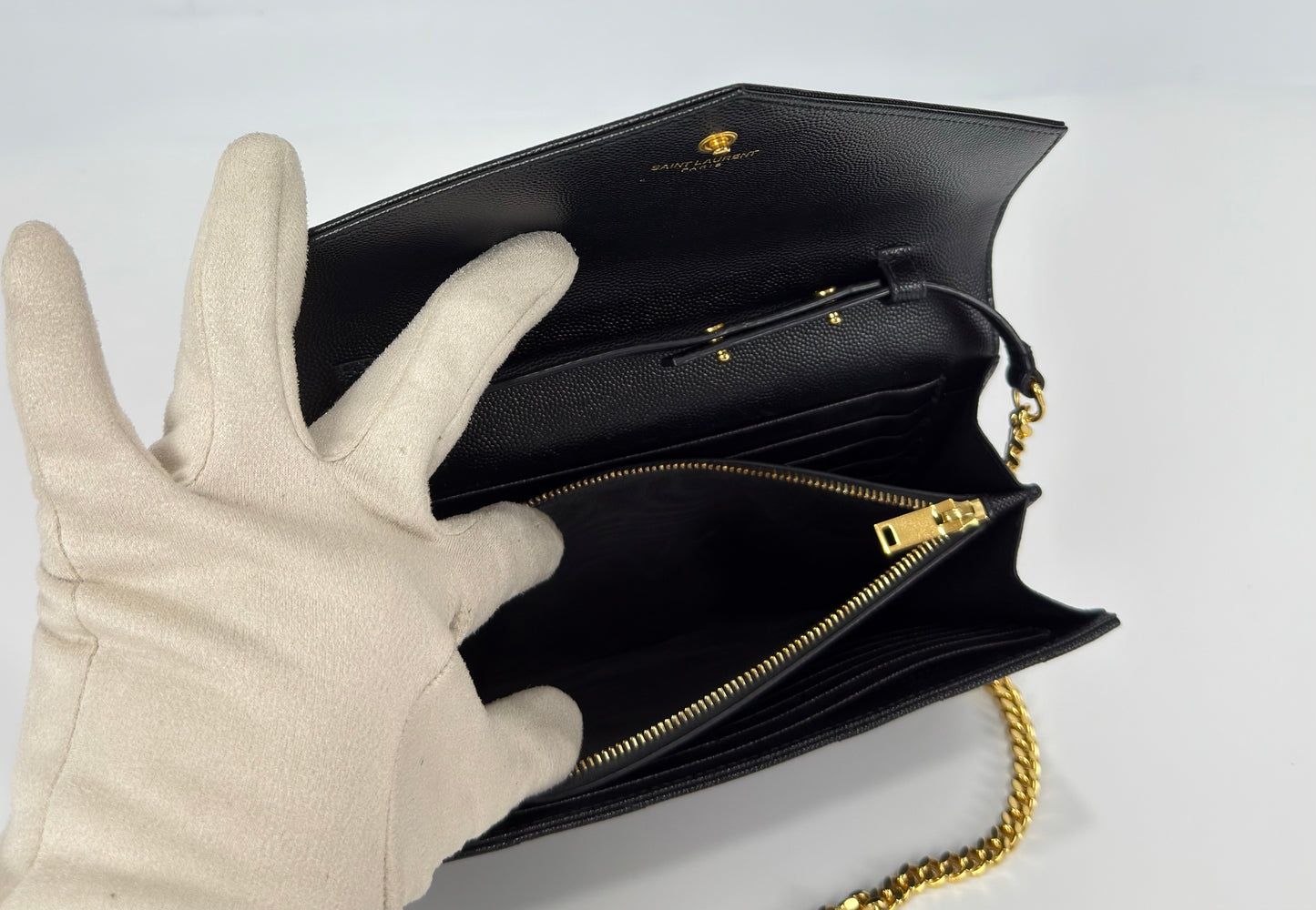 Saint Laurent Cassandre Envelope Chain Wallet