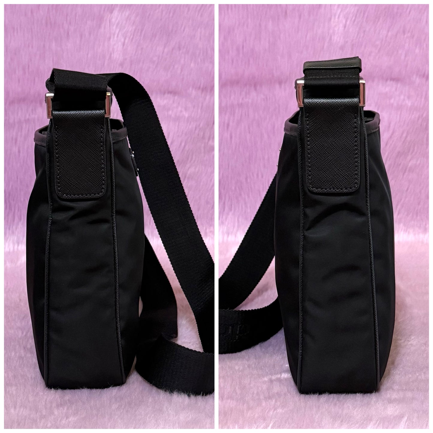 Prada Saffiano Black Tessuto Nylon Shoulder Bag