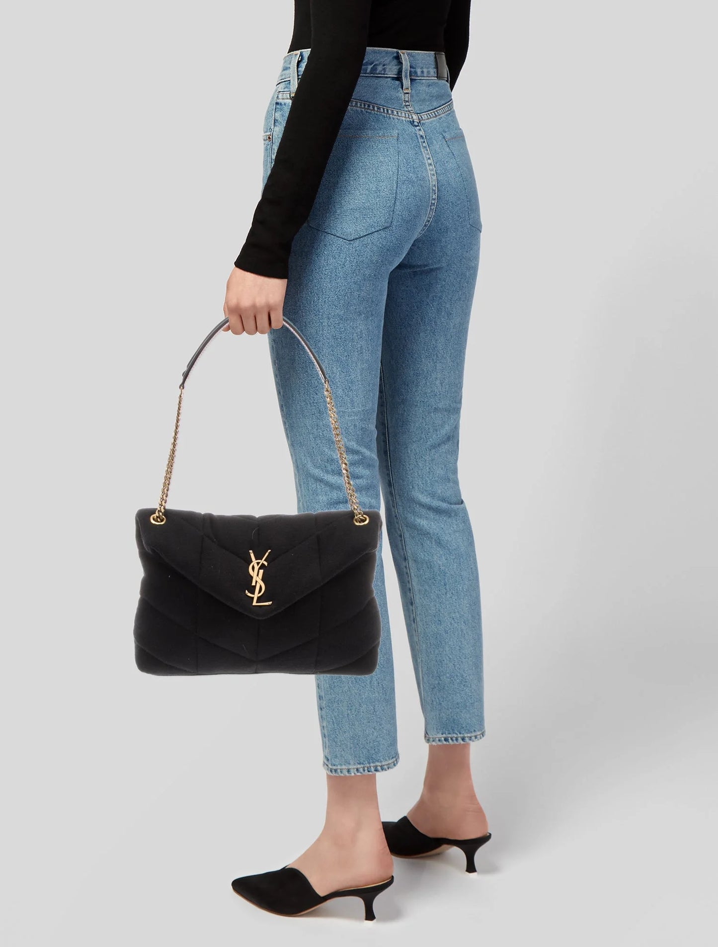Saint Laurent Loulou Puffer Wool and Leather Shoulder Bag
