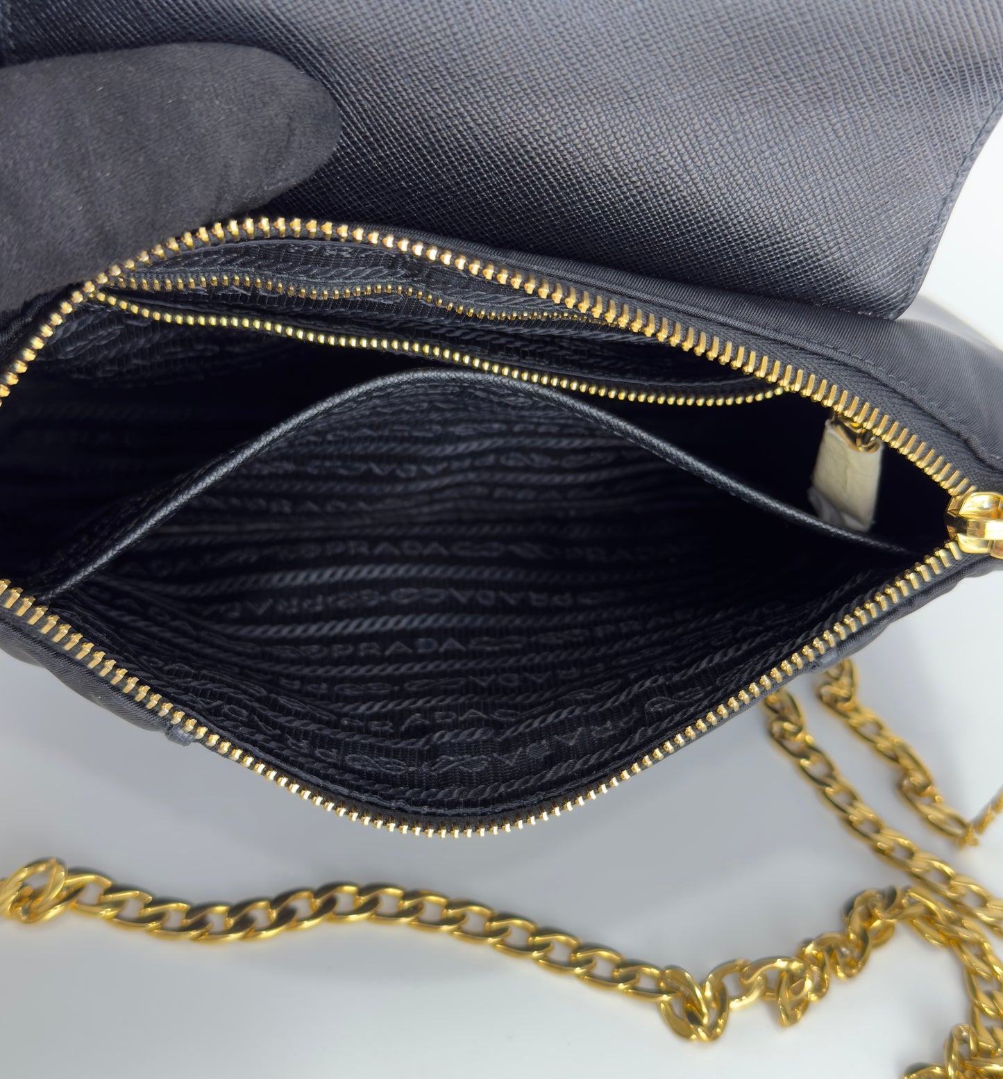 Prada 1BH085 Tessuto Nylon Convertible Clutch Sling Bag