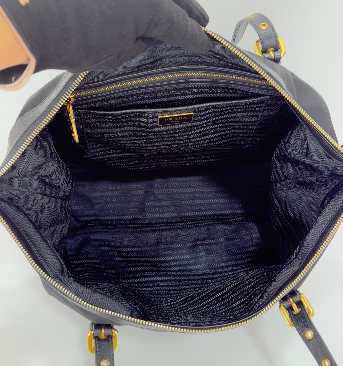 Prada Black Tessuto Nylon Leather