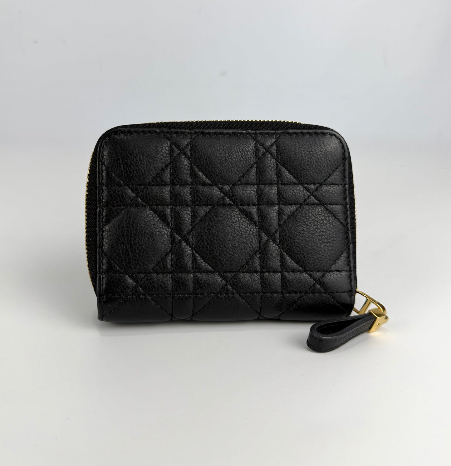 Dior Caro Scarlet Wallet In Black Supple Cannage Calfskin