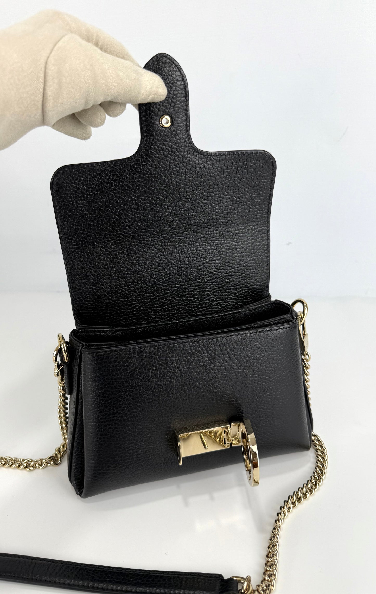 Gucci Interlocking G Black Leather Chain Shoulder Bag