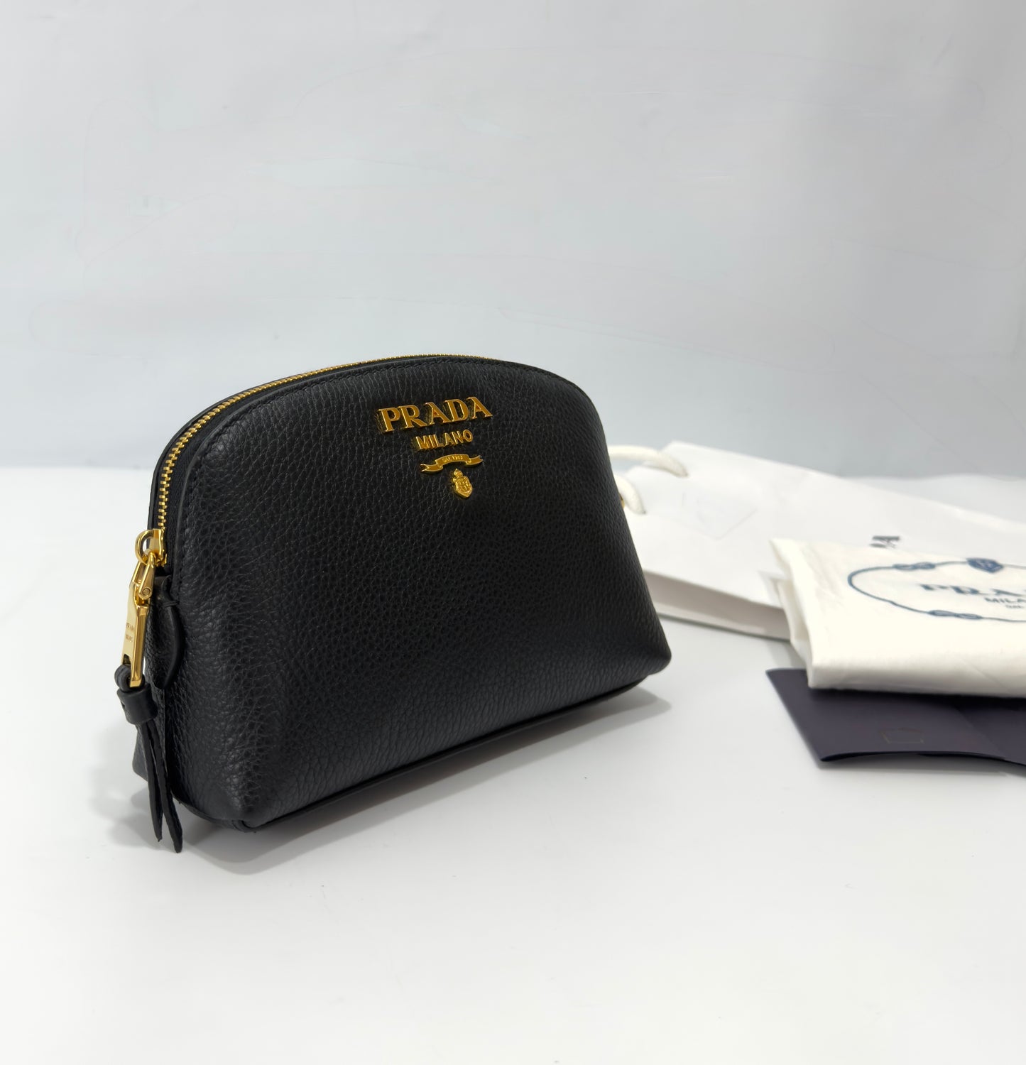 Prada Vitello Daino Cosmetic Pouch Black