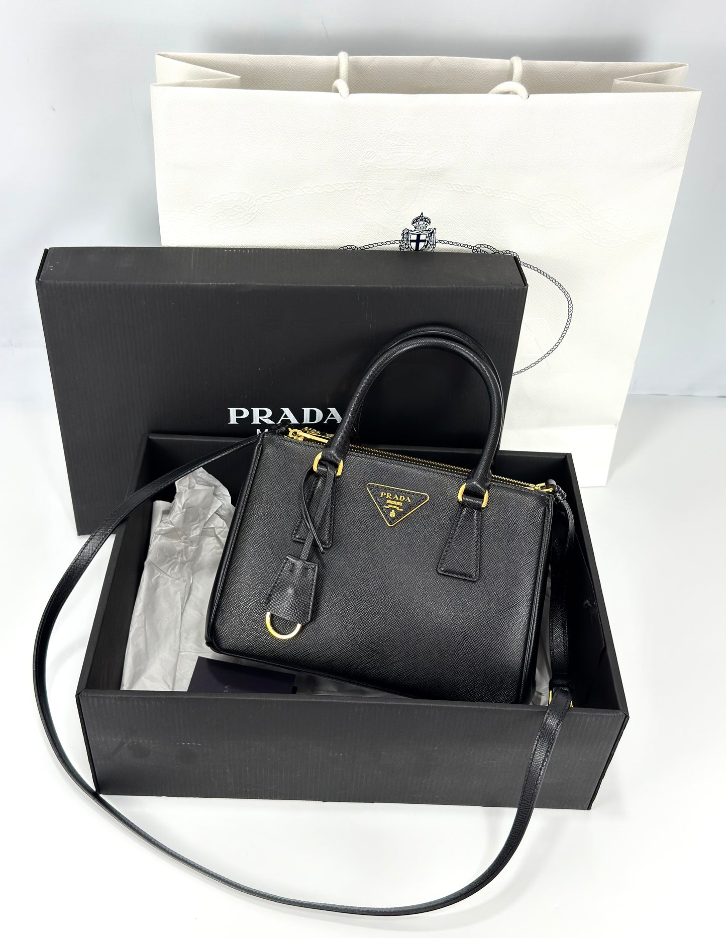 Prada Black Mini Galleria Saffiano Leather Bag