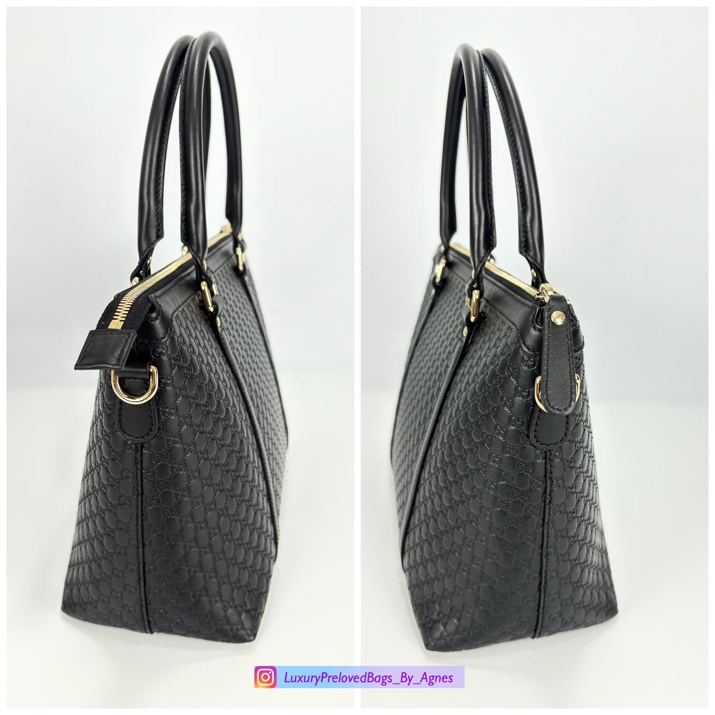 Gucci Microguccissima Tote Bag Black Leather