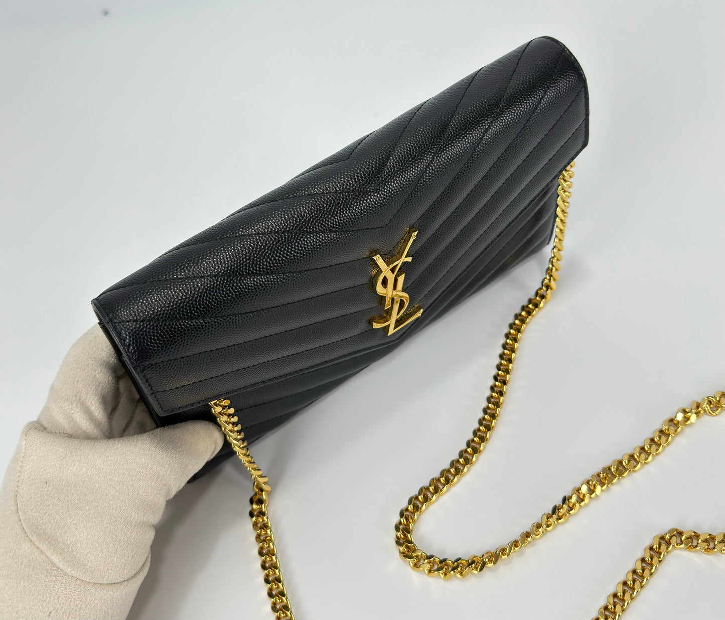 Saint Laurent Cassandre Envelope Chain Wallet