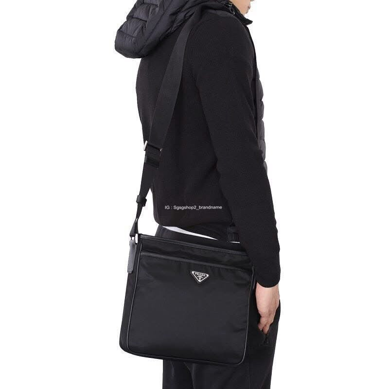 Prada Saffiano Black Tessuto Nylon Shoulder Bag