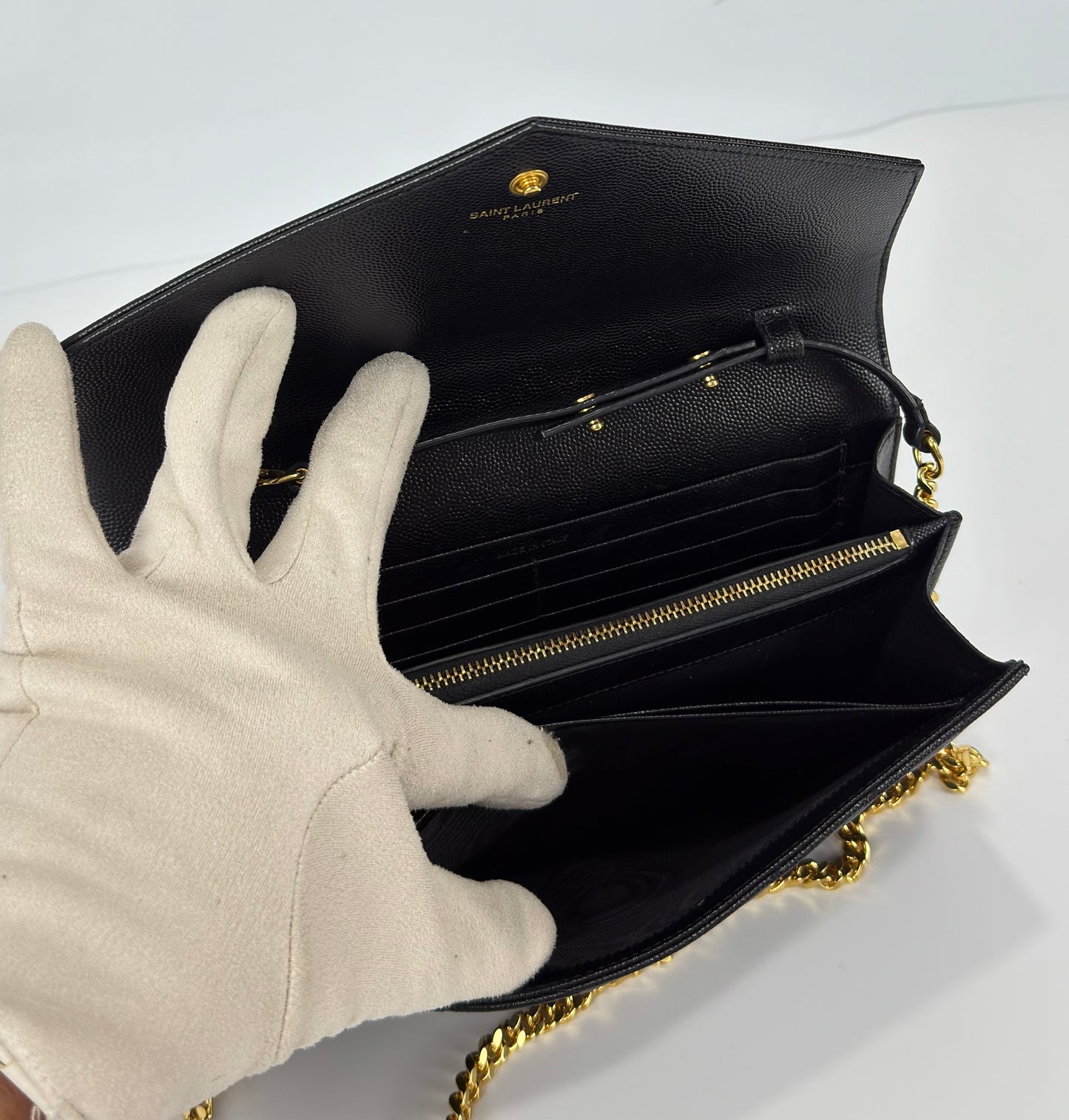 Saint Laurent Cassandre Envelope Chain Wallet