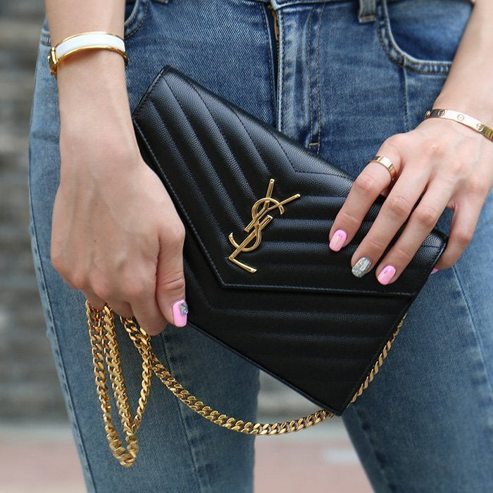Saint Laurent Cassandre Envelope Chain Wallet