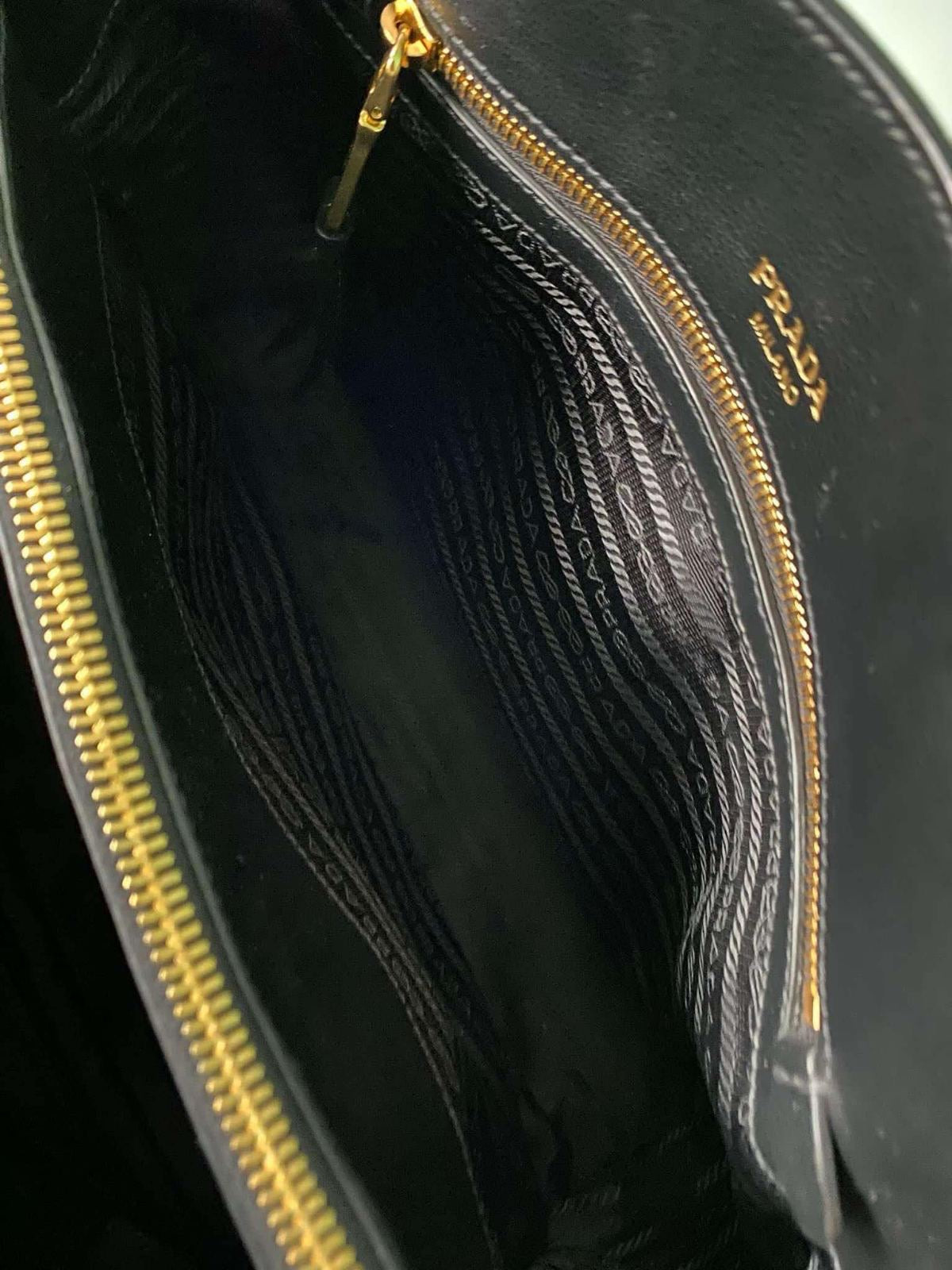 Prada Glace Calfskin Embossed Logo Tote Black