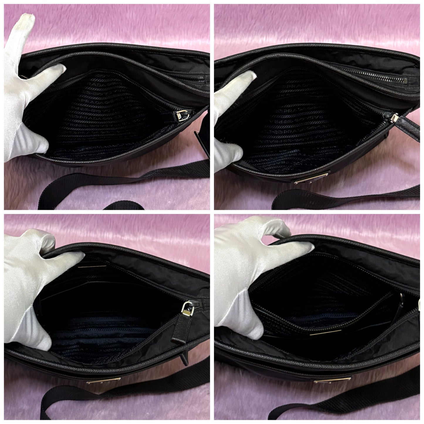 Prada Saffiano Black Tessuto Nylon Shoulder Bag