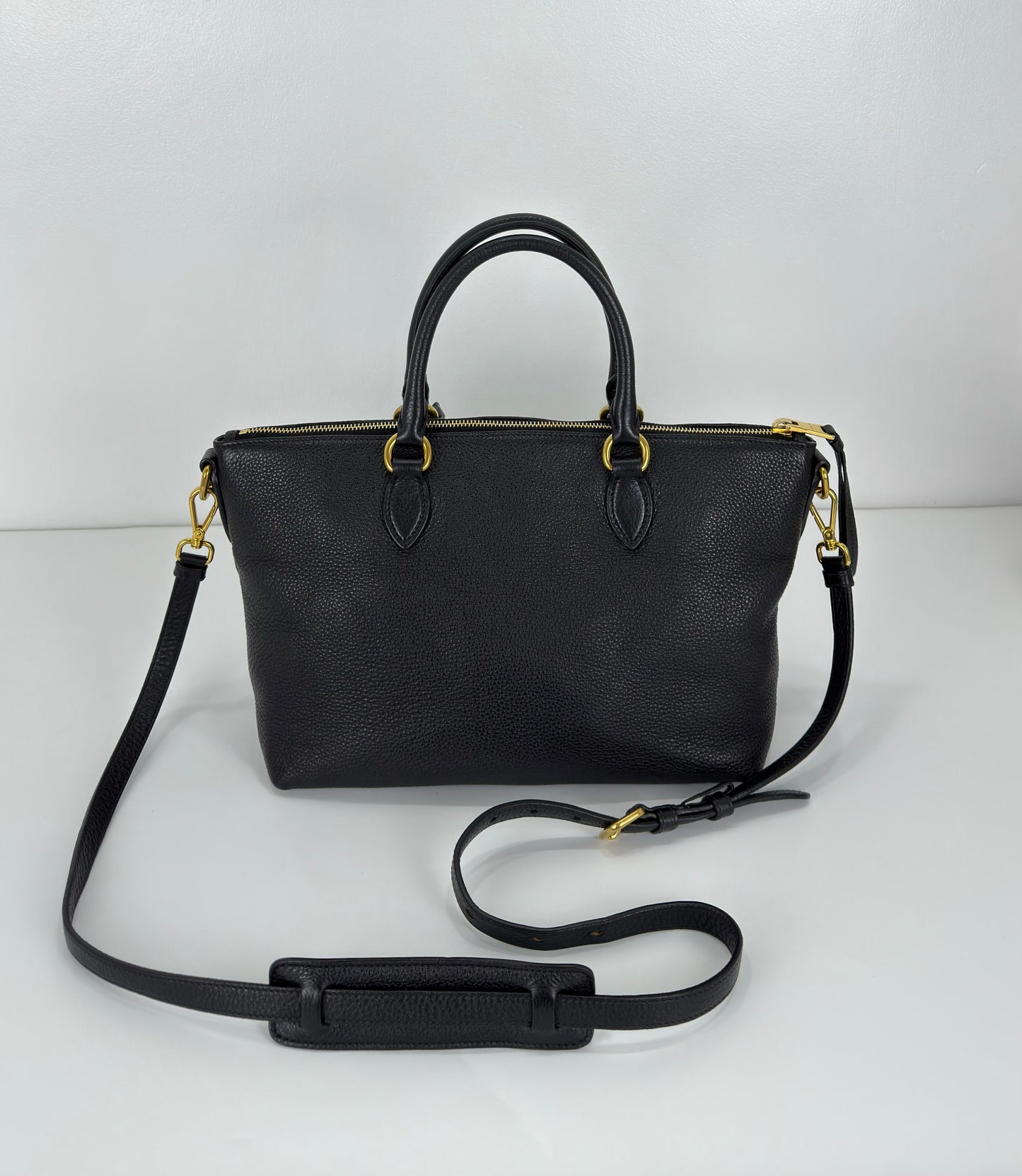 Prada Vitello Phenix Leather Top Handle Crossbody Bag