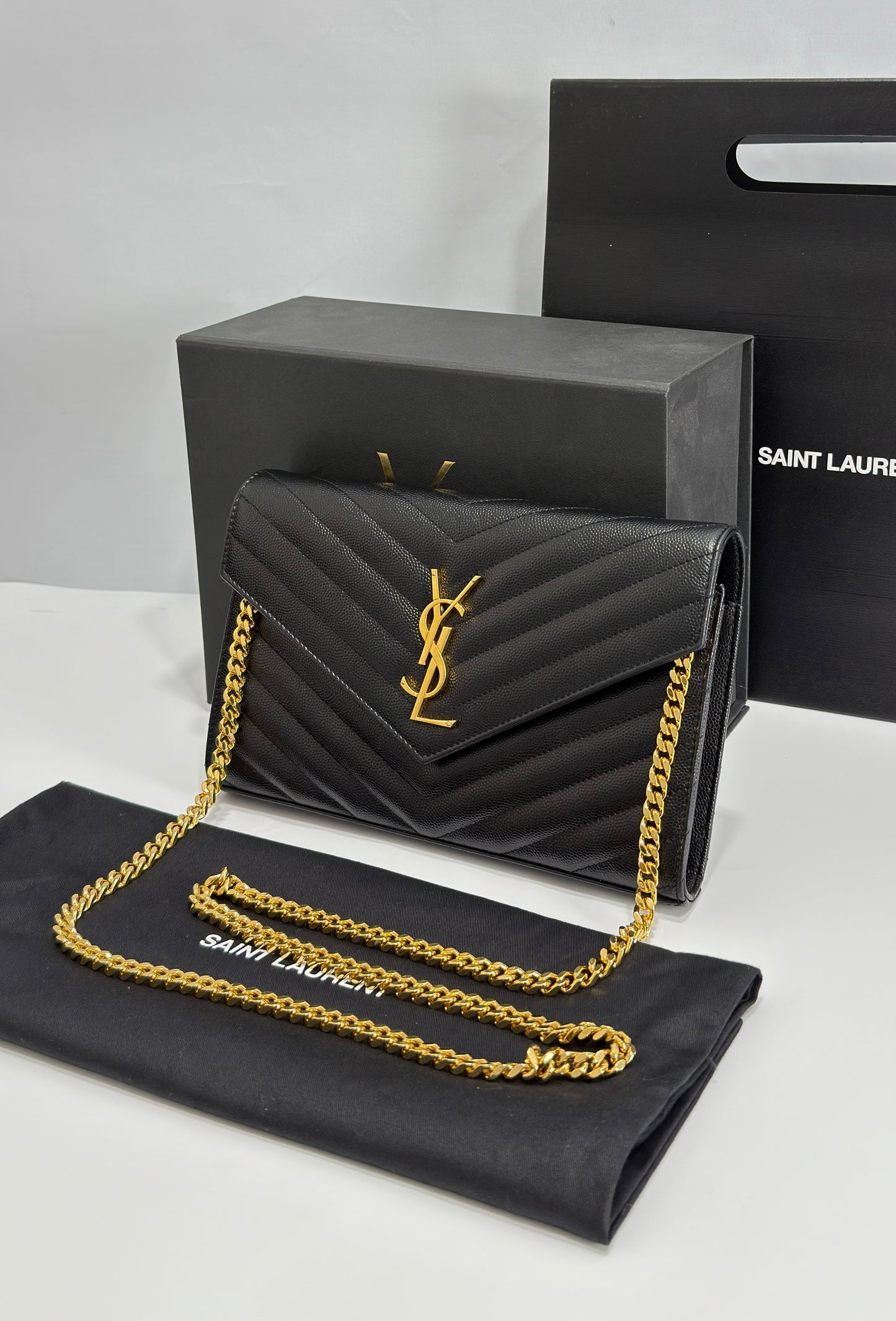 Saint Laurent Cassandre Envelope Chain Wallet